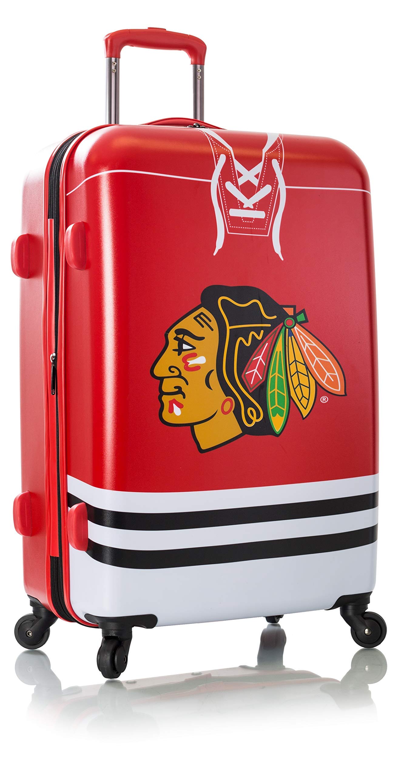 Official NHL Licensed Chicago Blackhawks 26-Inch Wheeled Luggage - Durable Spinner Suitcase for Travel & Hockey Fans - Perfect for Game Trips & Vacations