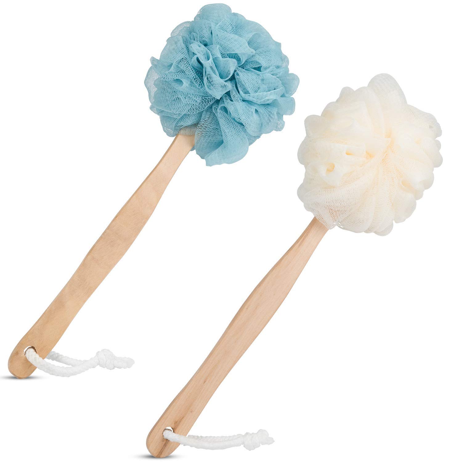 Adaamya® Unisex Long Handle Loofah Sponge Back Scrubber - Exfoliating Mesh Pouf Shower Brush for Bath & Body Care - Perfect for Spa, Massage and Deep Cleansing (Random Color, 1 Piece) - Ideal for Shower, Bathroom & Home Spa Relaxation