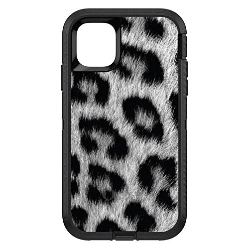 Black White Snow Leopard Fur Print On Black Case