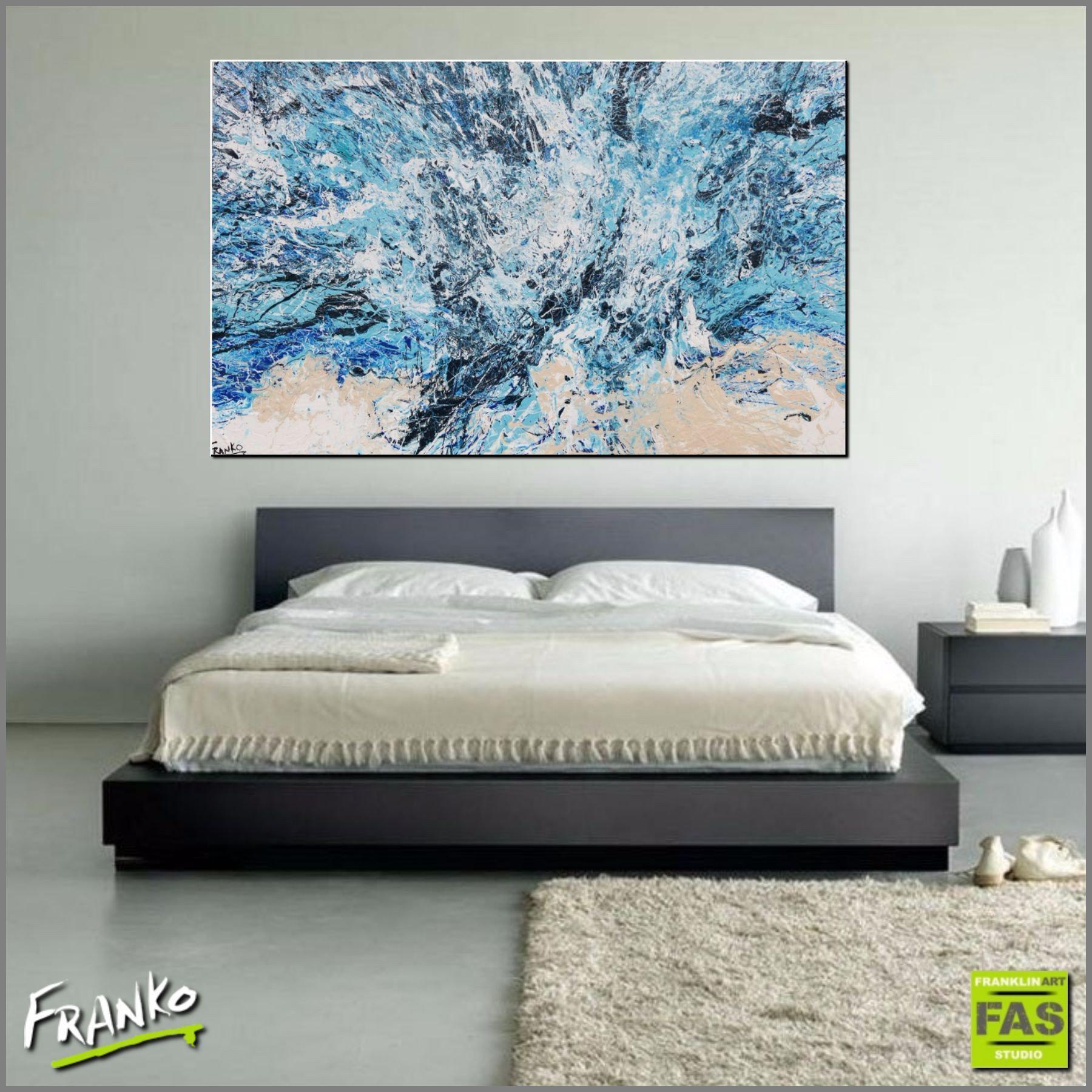 160cm x 100cm Blue Abstract Canvas Art - Modern Wall Decor for Living Room, Bedroom & Office - Handmade Contemporary Painting