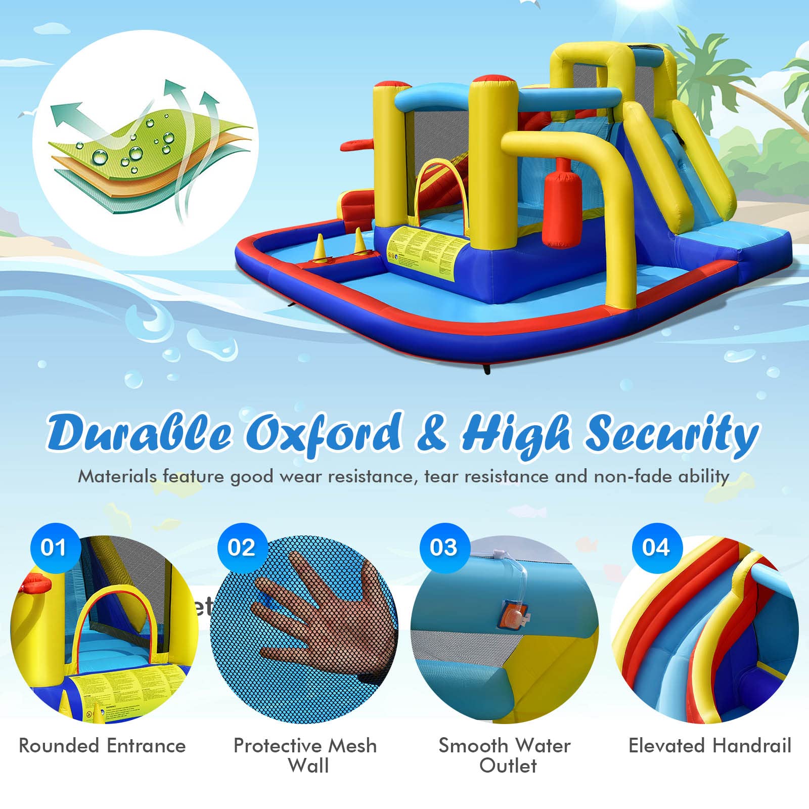 BOUNTECH Inflatable Water Slide - Mega Water Park Bounce House Combo with Splash Pool & Climbing Wall | Outdoor Backyard Fun for Kids & Adults | Perfect for Summer Parties, Birthday Gifts & Family Gatherings