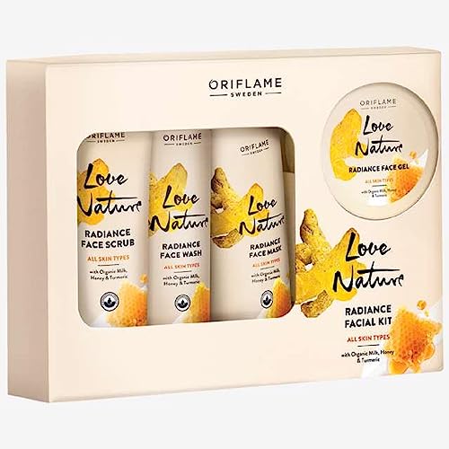 Organic Radiance Facial Kit with Milk, Honey & Turmeric - Brightening Skincare Treatment for Glowing Skin at Home or Spa