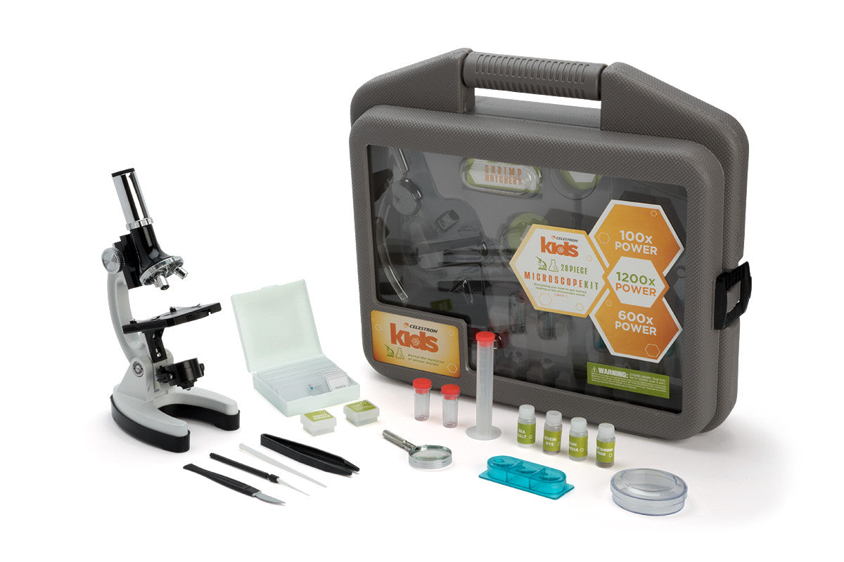 Celestron Kids 28 Piece Microscope Kit - Educational Science Toy for Children, STEM Learning Tool with Slides & Accessories - Perfect for Home, Classroom & Science Experiments