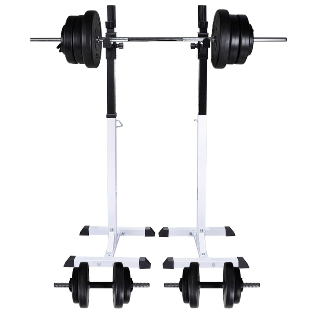vidaXL Barbell Squat Rack with Olympic Barbell & Dumbbell Set - 60.5 kg Home Gym Equipment for Strength Training & Weightlifting
