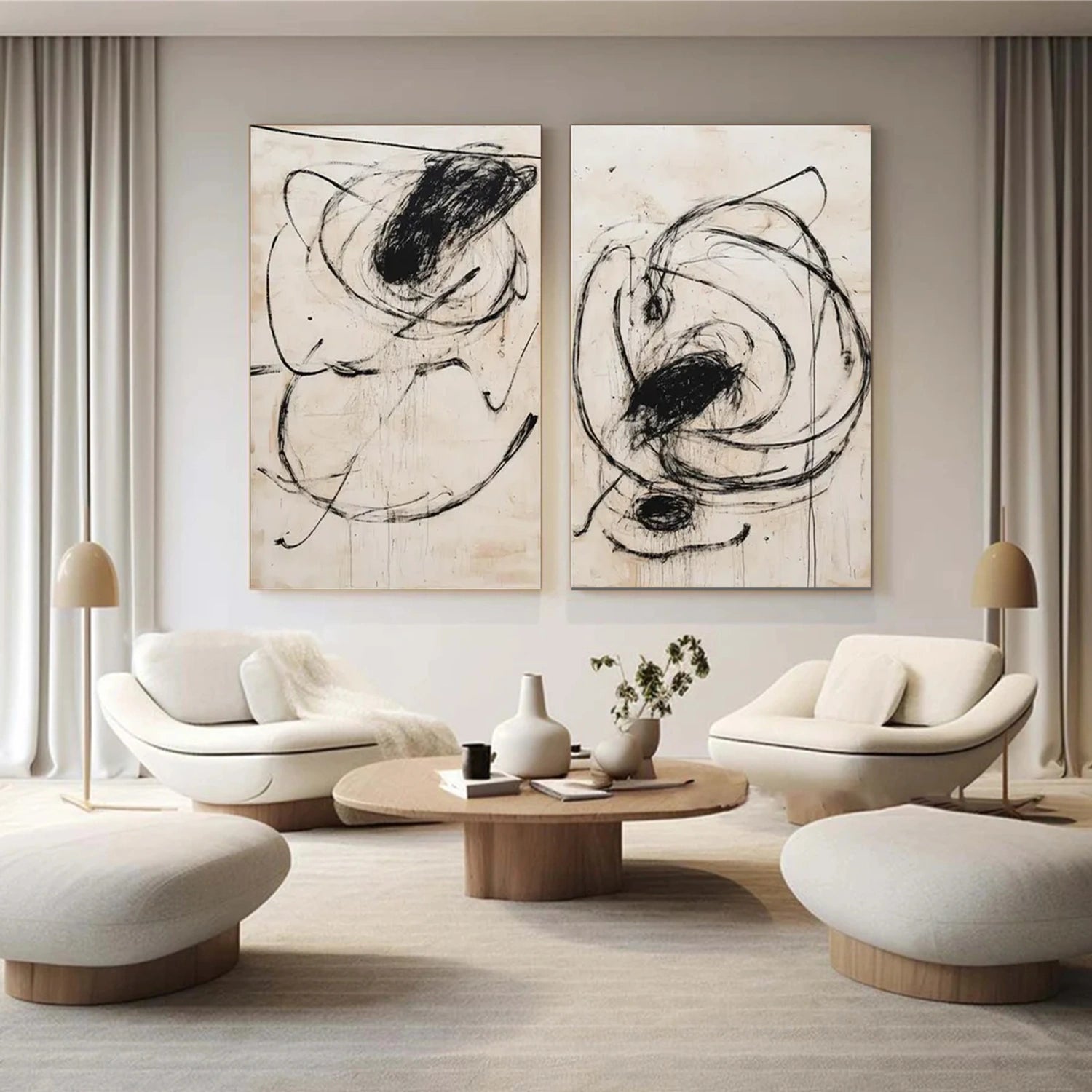 Abstract Tranquility Set of 2 Modern Canvas Wall Art - #WS305 - Perfect for Living Room, Bedroom & Office Decor