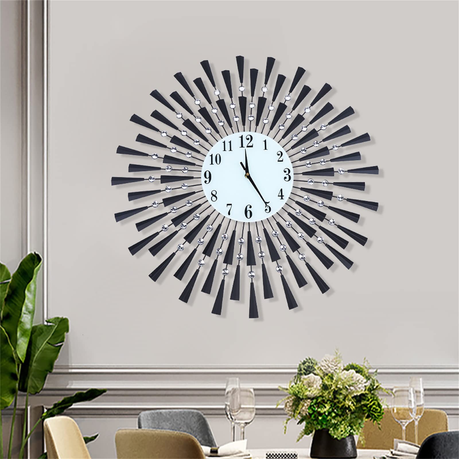 27.5 Inch Large Black Drop Metal Wall Clock - Silent Non-Ticking Quartz Movement - Modern Home Decor for Living Room, Bedroom, Office - Perfect for Farmhouse, Industrial & Contemporary Spaces