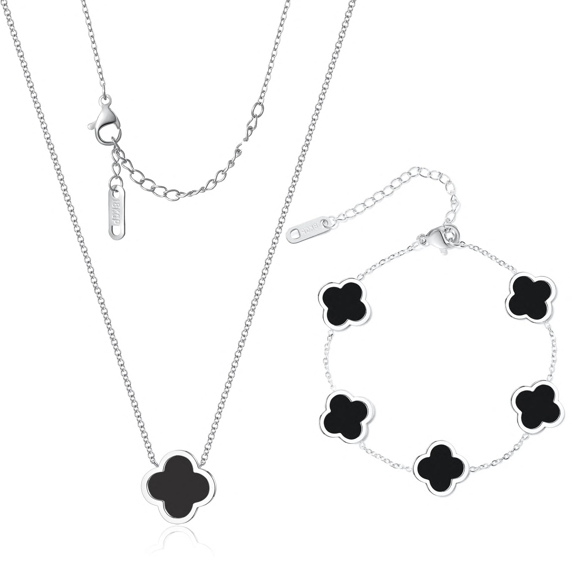 Clover Bracelet and Necklace Set for Women - Elegant Gold Jewelry with Lucky Clover Charm - Perfect for Everyday Wear, Gifts, and Special Occasions