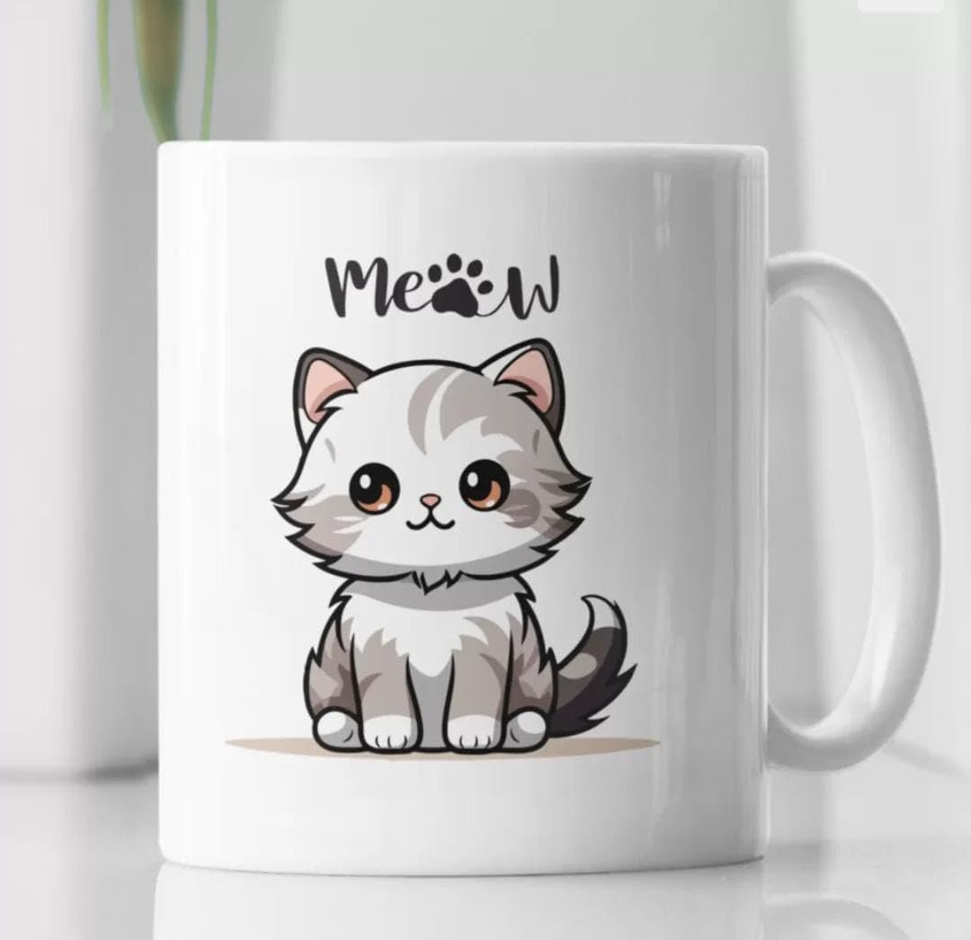 Premium Cat-Themed Ceramic Coffee Mug (350ml) - White, 1 Cup - Perfect for Cat Lovers, Home & Office Use - Ideal for Coffee, Tea & Hot Beverages