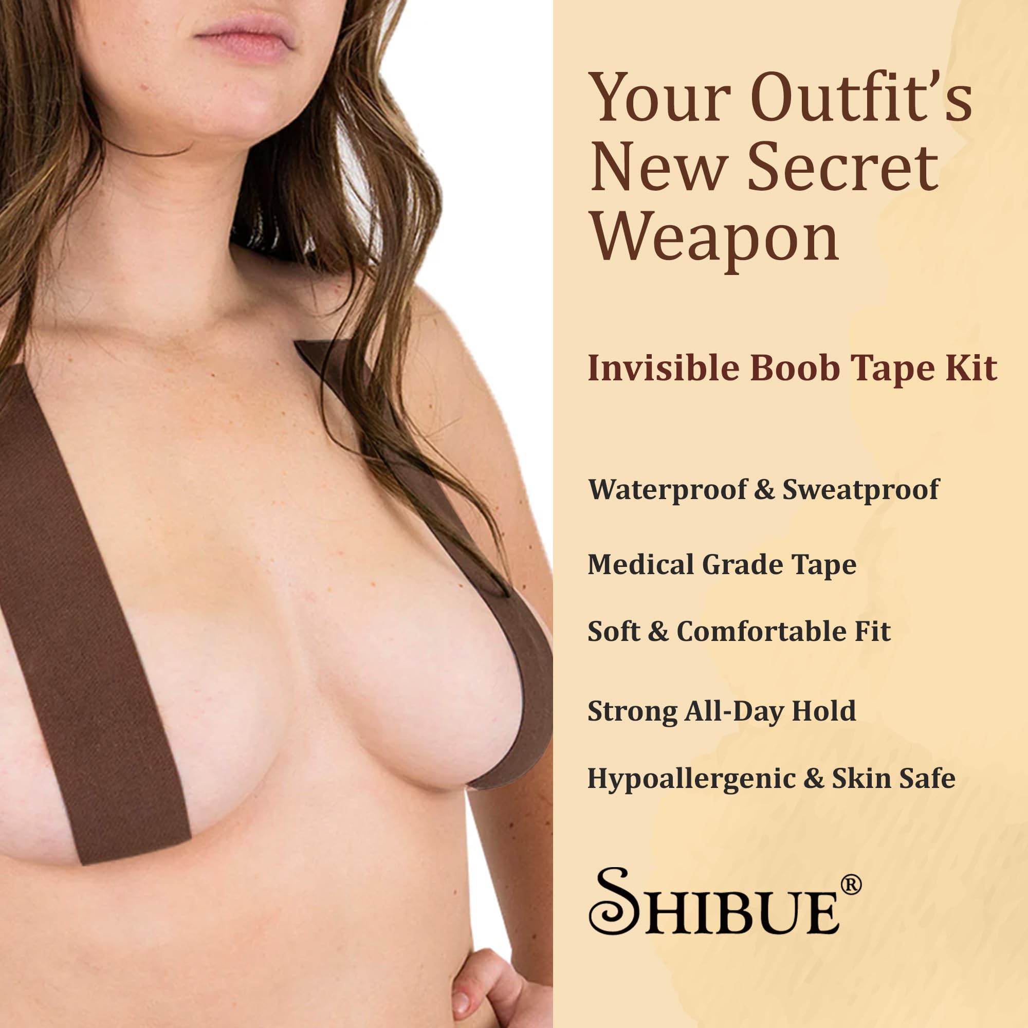 Booby Tape - Strong Body Tape for Breast Lift & Support | Invisible Bra Tape for Large Breasts | Perfect for Backless Dresses, Wedding Gowns & Swimwear