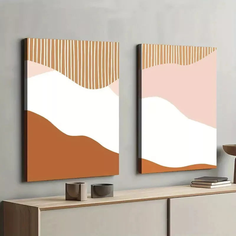 2-Pack Orange & White Abstract Modern Art Framed Canvas Prints 50x75cm - High Quality 100% Australian Made Wall Art Ready to Hang - Perfect for Living Room, Bedroom & Office Decor