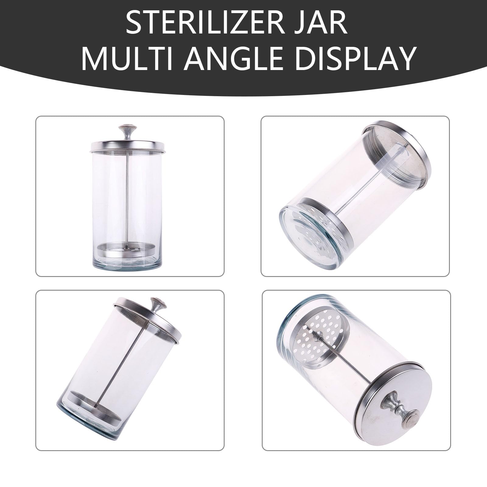 21OZ Barber Glass Sterilizer Jar with Removable Basket - 750ML Sanitizing Container for Nail Tools, Barber Supplies & Salon Equipment | Perfect for Hair Salons, Nail Spas & Professional Grooming Stations
