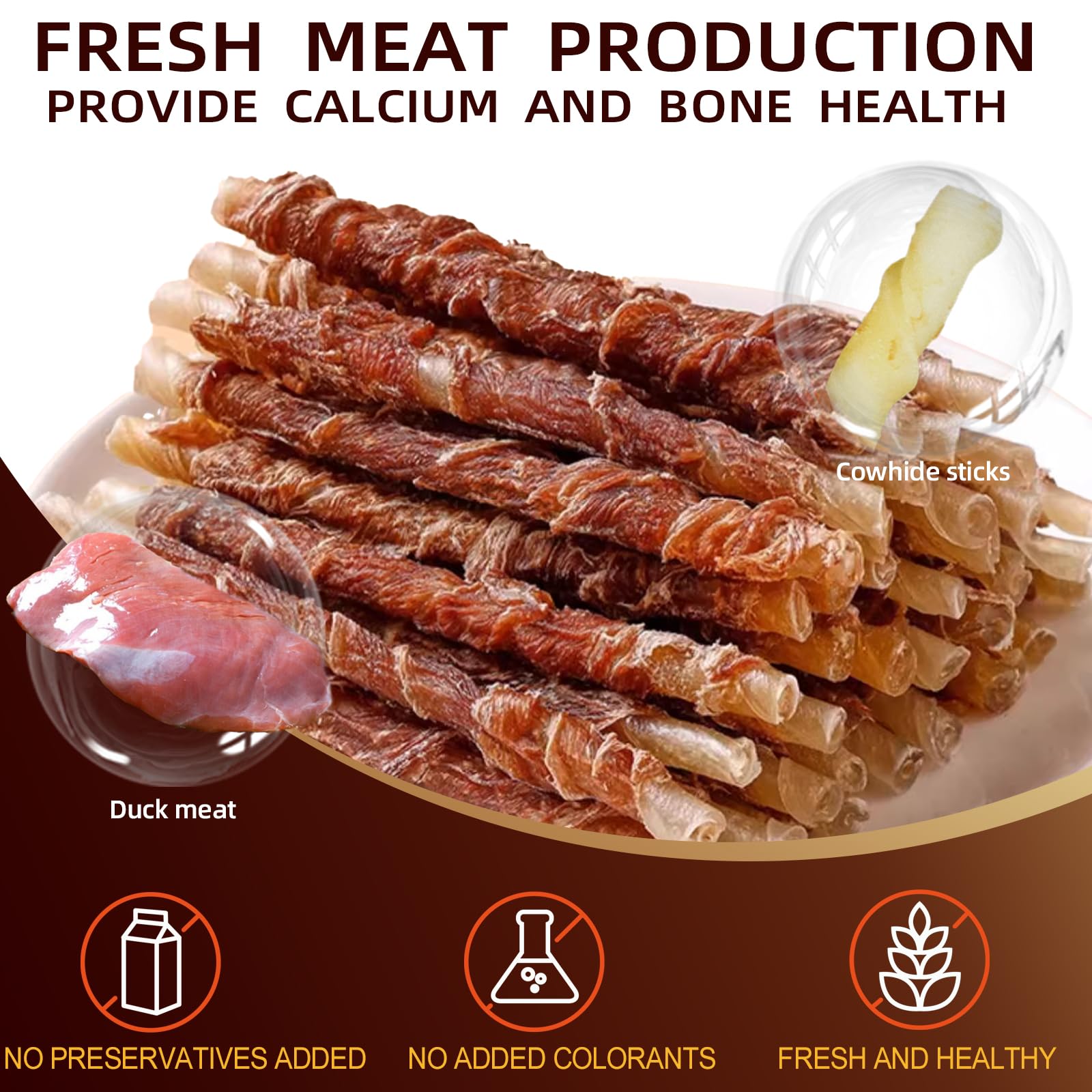 Premium Duck Wrapped Rawhide Dog Bone Treats - Natural Teeth Cleaning Chews for Small, Medium & Large Dogs - High Calcium Dental Treats for Training Rewards & Oral Health (12.35oz) - Perfect for Daily Teeth Cleaning, Training Sessions, and Long-Lasting Chewing Satisfaction