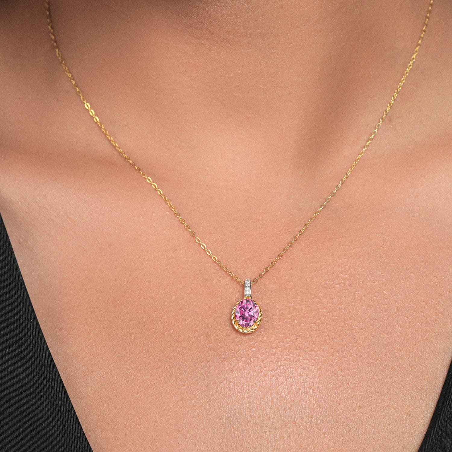 10K Yellow Gold 9X7MM Oval Birthstone & Diamond Pendant Necklace for Women - 18 Inch Gold Chain | Personalized Jewelry Gift for Mom, Wife, Anniversary & Special Occasions