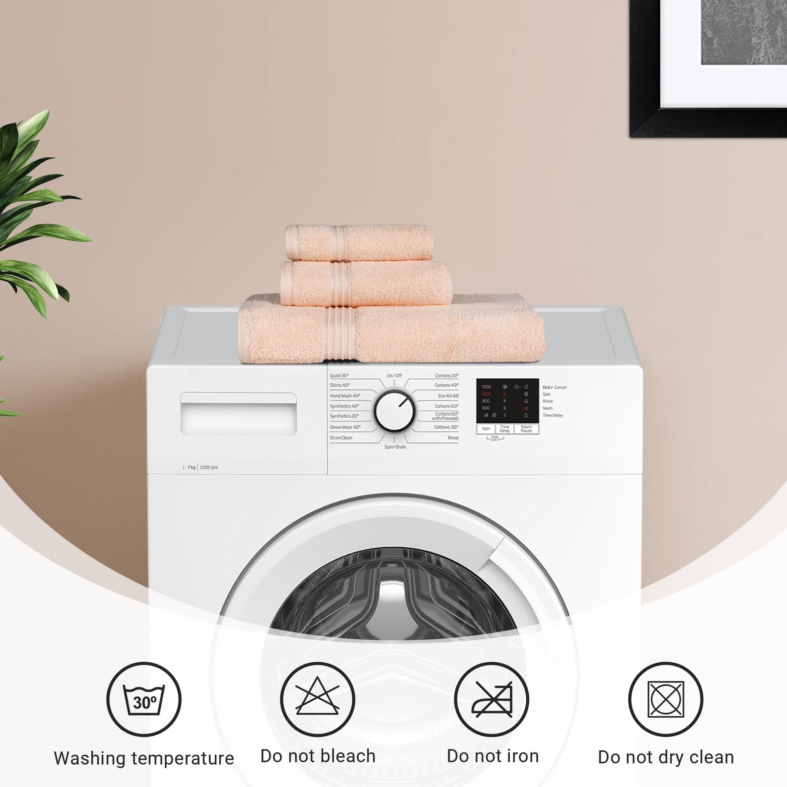Premium BNM Egyptian Cotton 8-Piece Towel Set - Ultra Soft & Absorbent Bath, Hand & Face Towels for Luxury Bathroom, Master Suite & Guest Bath Decor - Includes 2 Bath Towels, 2 Hand Towels & 4 Washcloths - Quick Dry, Hypoallergenic - Perfect for Spa Days, Hotel-Style Bathrooms & Thoughtful Housewarming Gifts (Peach)