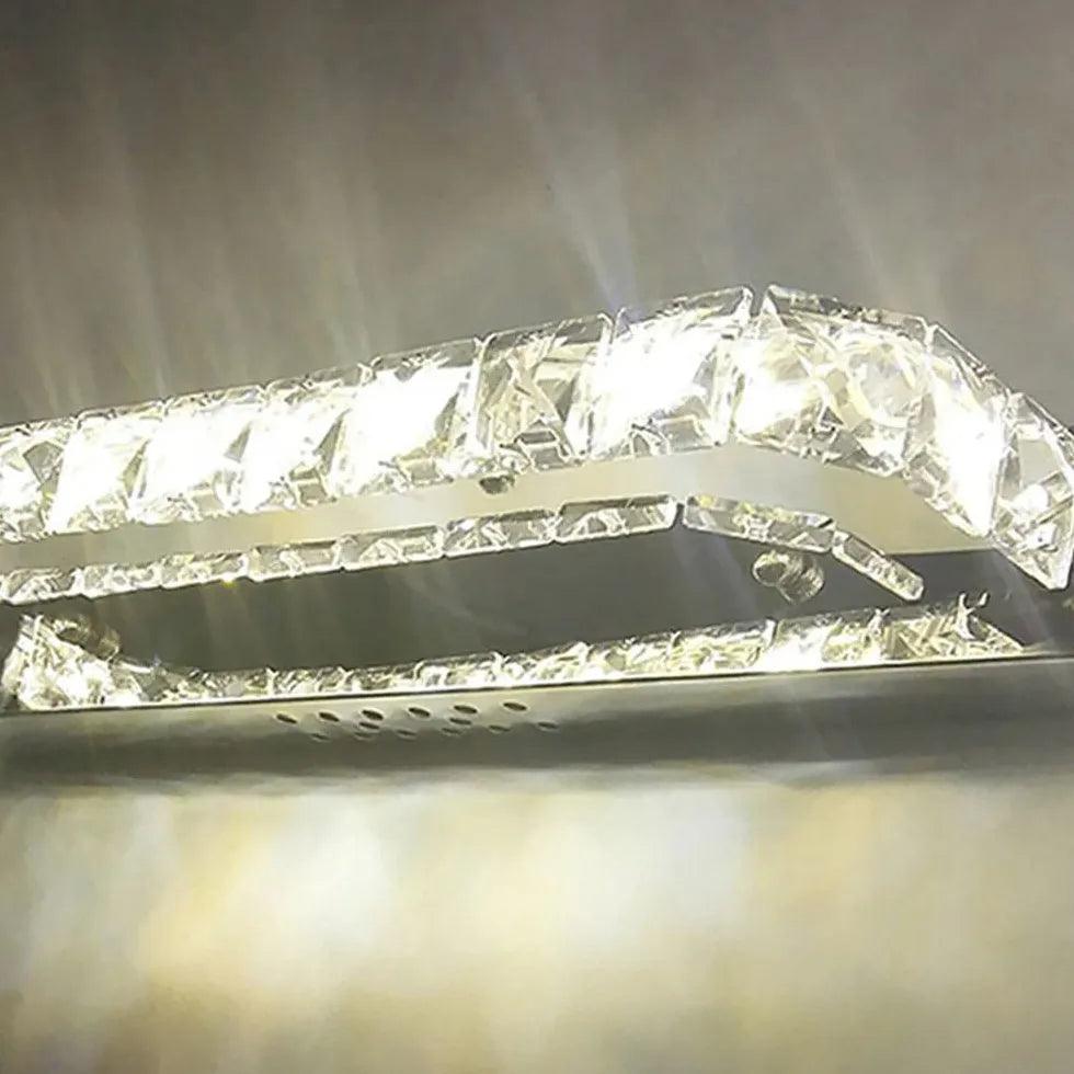 Modern Rectangular Crystal Bathroom Mirror with LED Lights - Perfect for Vanity, Makeup, and Spa-Like Bathroom Decor