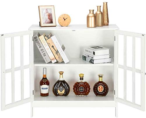 Modern Buffet Sideboard Cabinet - Space Saving 2 Door Console Table with Shelf for Dining Room, Living Room & Entryway Storage