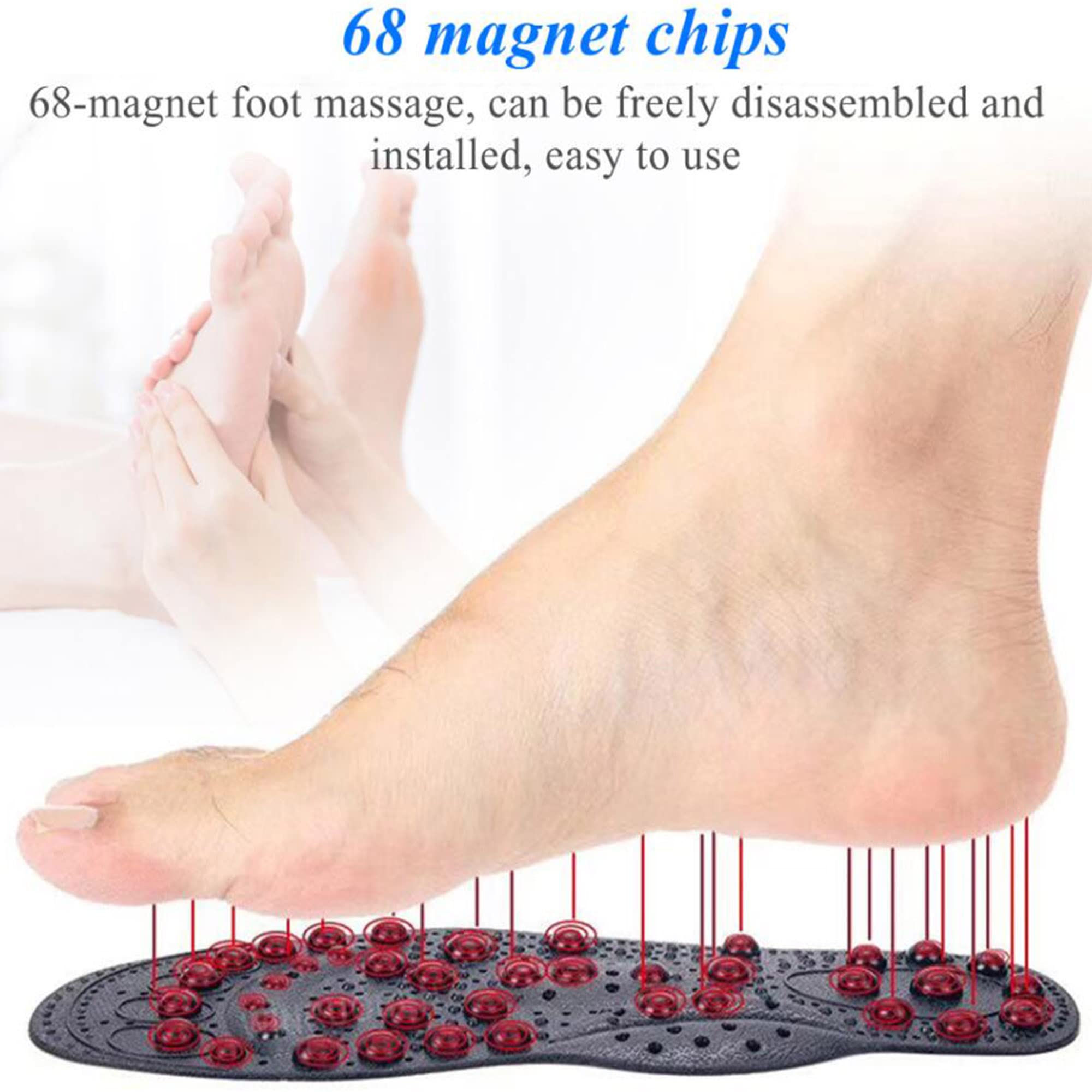 68 Magnets Acupressure Magnetic Shoe Insoles for Men - Foot Massage & Pain Relief Therapy, Reflexology Orthopedic Inserts (10.83 Inch) - Perfect for Running, Walking & Standing All Day