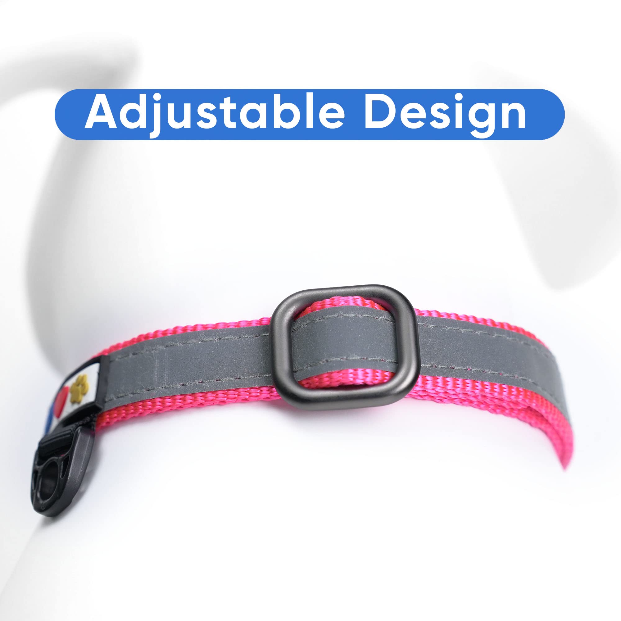 Custom Embroidered Reflective Martingale Dog Collar with Name & Phone Number - Adjustable Puppy Collar for Small Medium Large Dogs - Pink Pet Collar for Training, Walks & Nighttime Safety