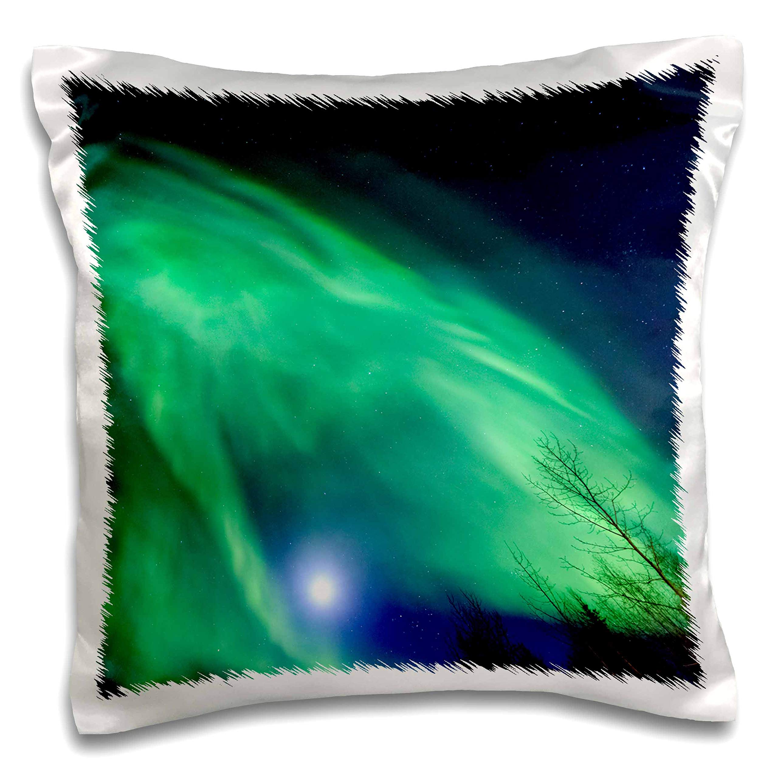 3D Rose 16x16 Inch Decorative Pillow Cover - Aurora Borealis Northern Lights Design, Alaska Landscape Photography, Fairbanks Scenery | Home Decor, Living Room Accent, Bedroom Throw Pillow Case