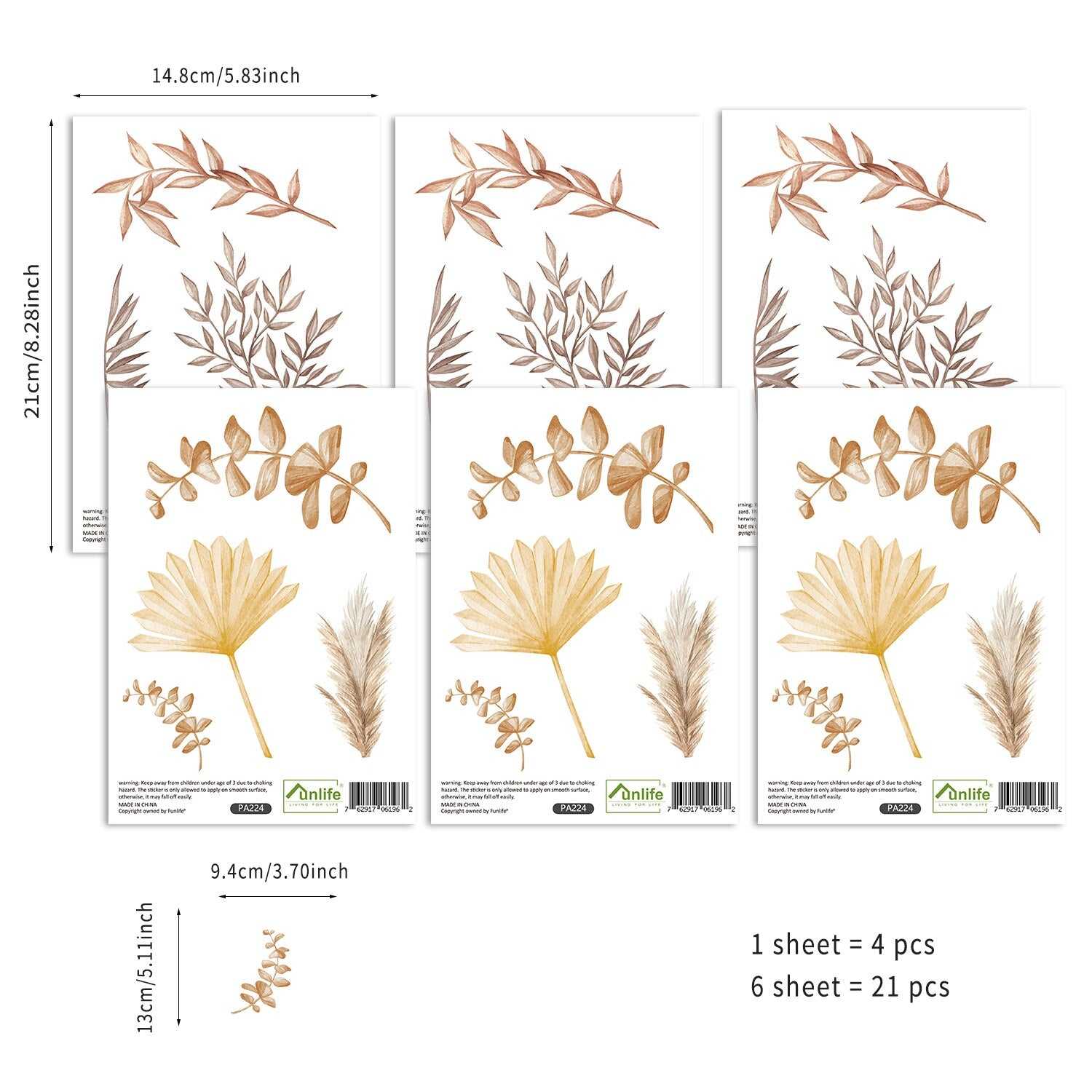 Boho Leaves Animal Wall Stickers for Kids - Creative Nursery & Room Decor - Perfect for Bedrooms, Playrooms & Daycare Centers
