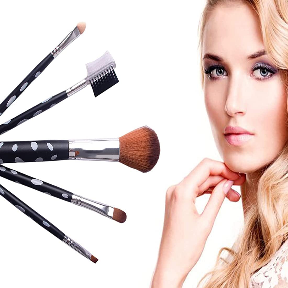 ZAUKY 5PCS Professional Makeup Brush Set - Powder Brush, Highlighter, Eyeshadow, Concealer & Brow Brushes for Flawless Makeup Application | Perfect for Daily Use, Travel & Professional Makeup Artists