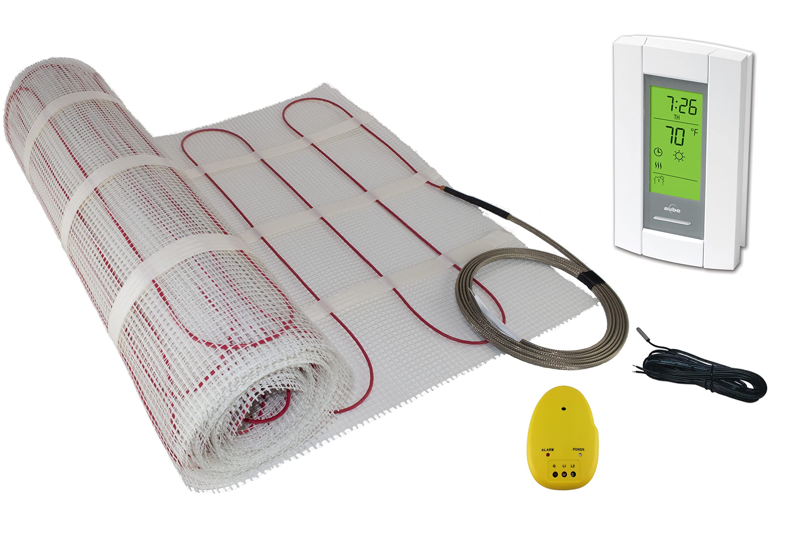45 Sqft Electric Radiant Floor Heating Mat with Programmable Thermostat - 120V Warming System for Tile Floors, Includes Installation Monitor & Temperature Sensor - Perfect for Bathroom, Kitchen & Basement Floor Heating