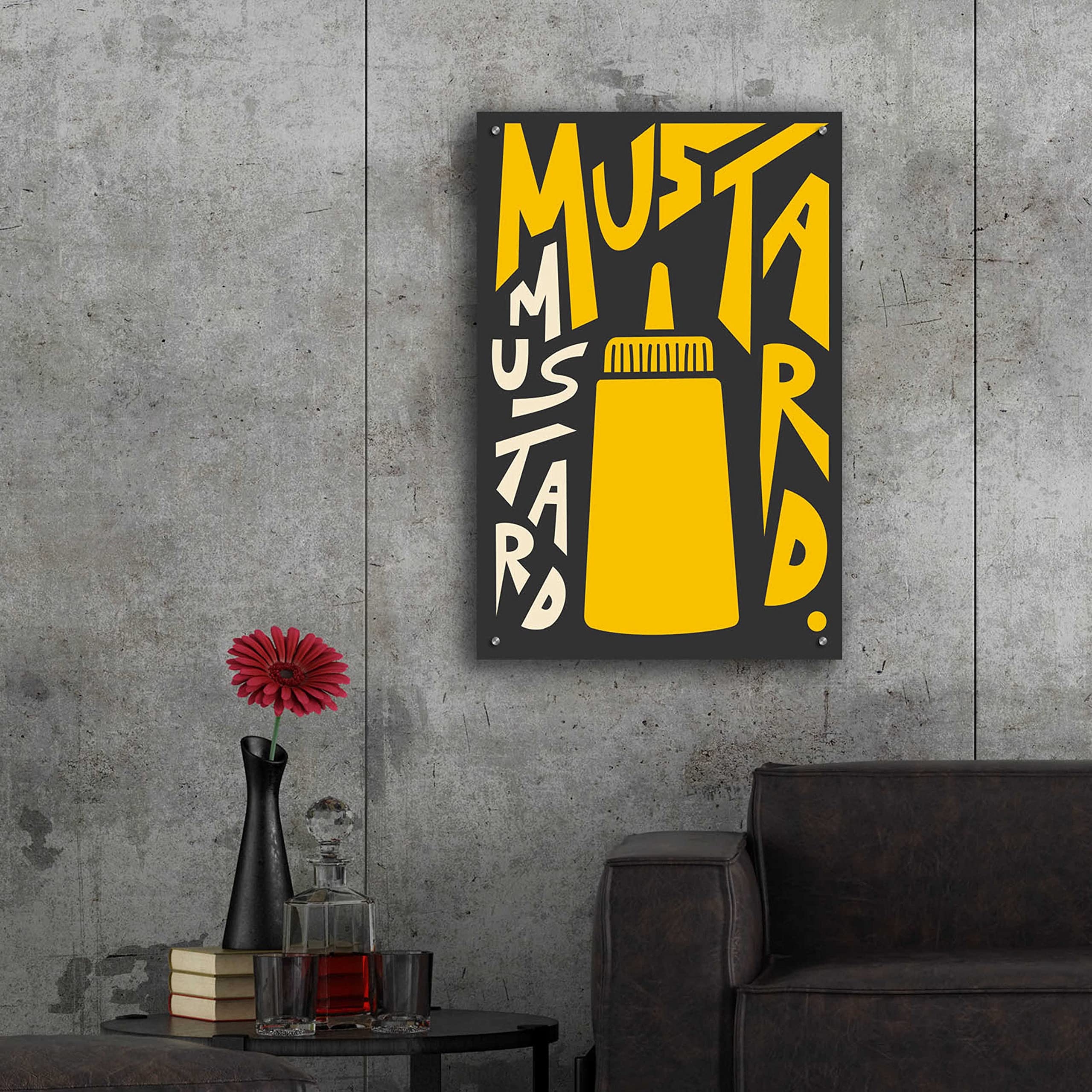 Epic Art 'Kitchen Mustard' by Ayse - 24x36 Inch Modern Acrylic Glass Wall Painting - Vibrant Home Decor for Kitchen, Dining Room & Living Room