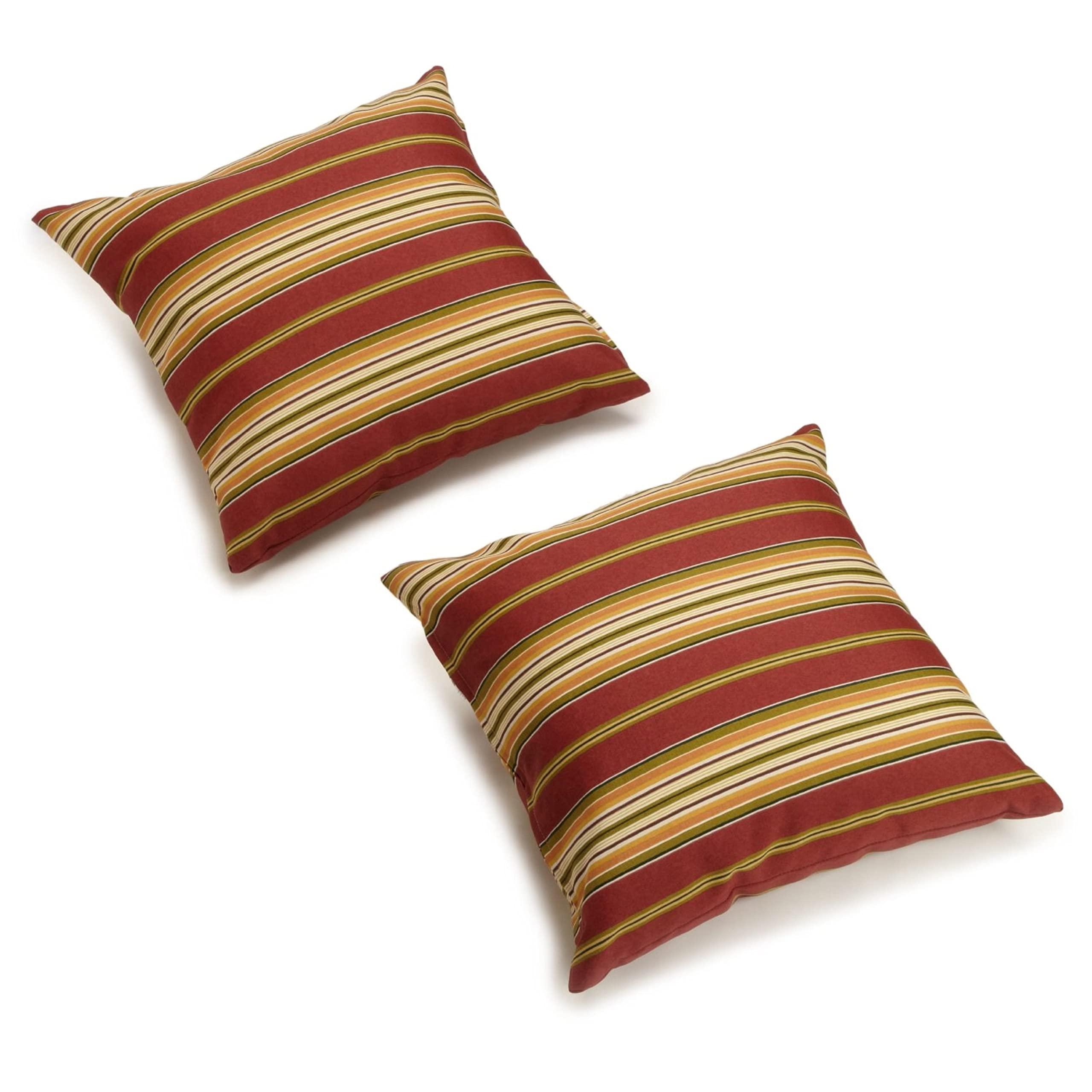 Blazing Needles 9910-S2-REO-32 Outdoor Throw Pillows (Set of 2) - 17 Inch Waterproof Decorative Cushions in Montfleuri Sangria - Perfect for Patio, Garden, Poolside & Porch Decor