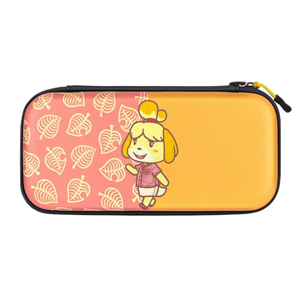 Official PDP Gaming Switch Slim Deluxe Travel Case - Isabelle Edition - Semi-Hardshell Protective PU Leather Cover with Console Stand - Compatible with Switch OLED & Lite - Holds 14 Games - Perfect for Travel, Commuting & Gaming On-The-Go
