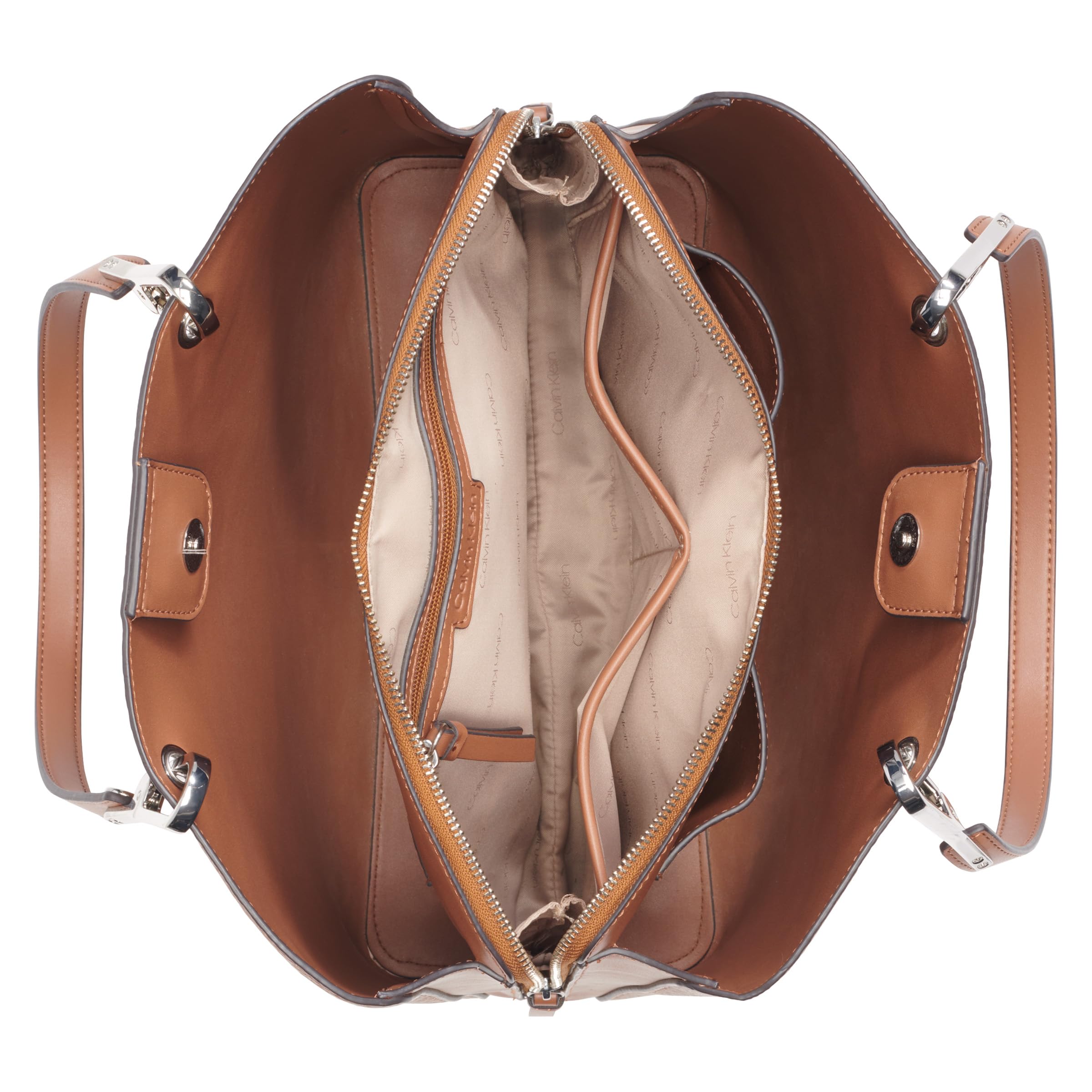 Calvin Klein Garnet Triple Compartment Tote Bag for Women - Stylish Leather Work Tote, Spacious Office Bag with Multiple Pockets - Perfect for Business, Travel & Daily Commute