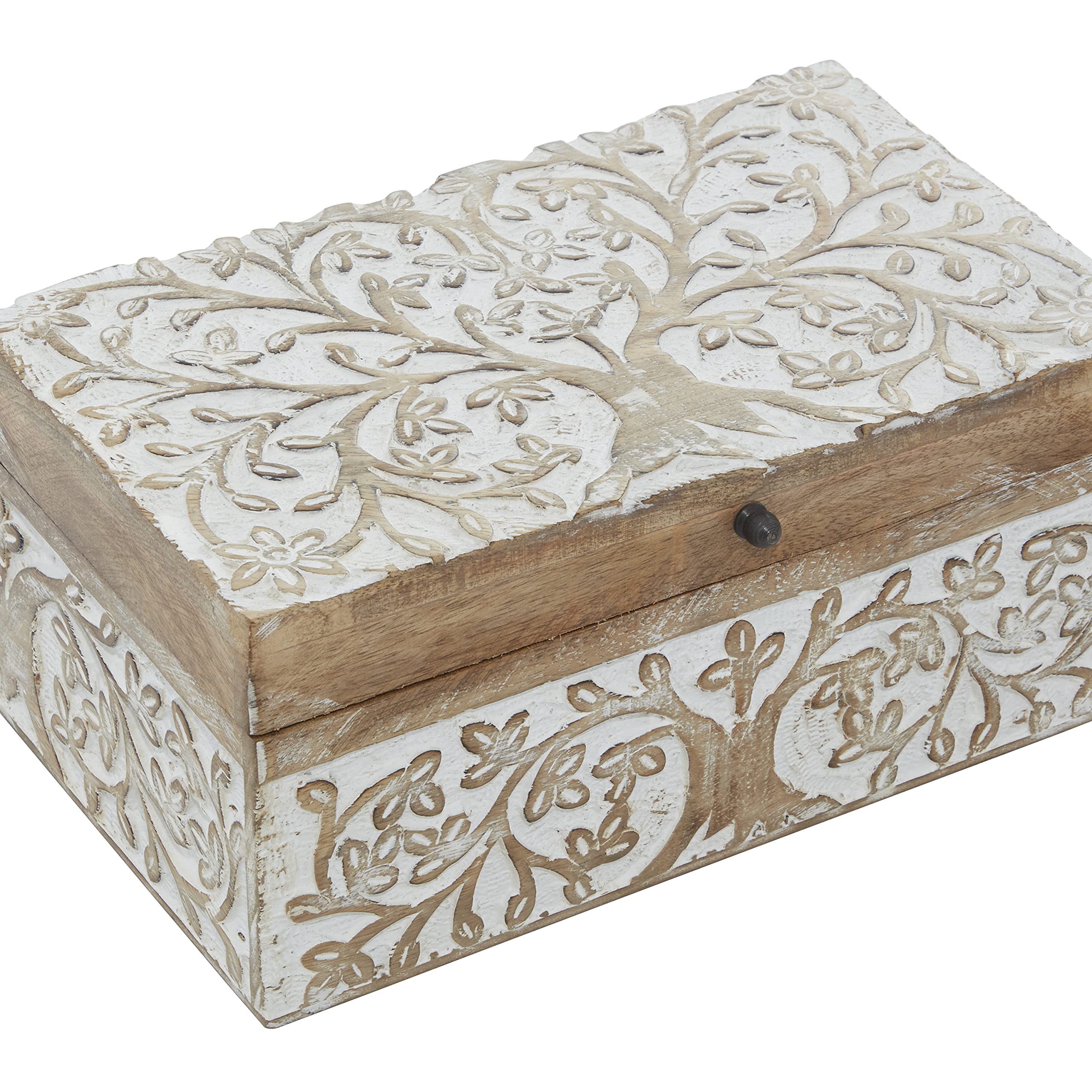 Mango Wood Floral Storage Box Set of 3 - 8