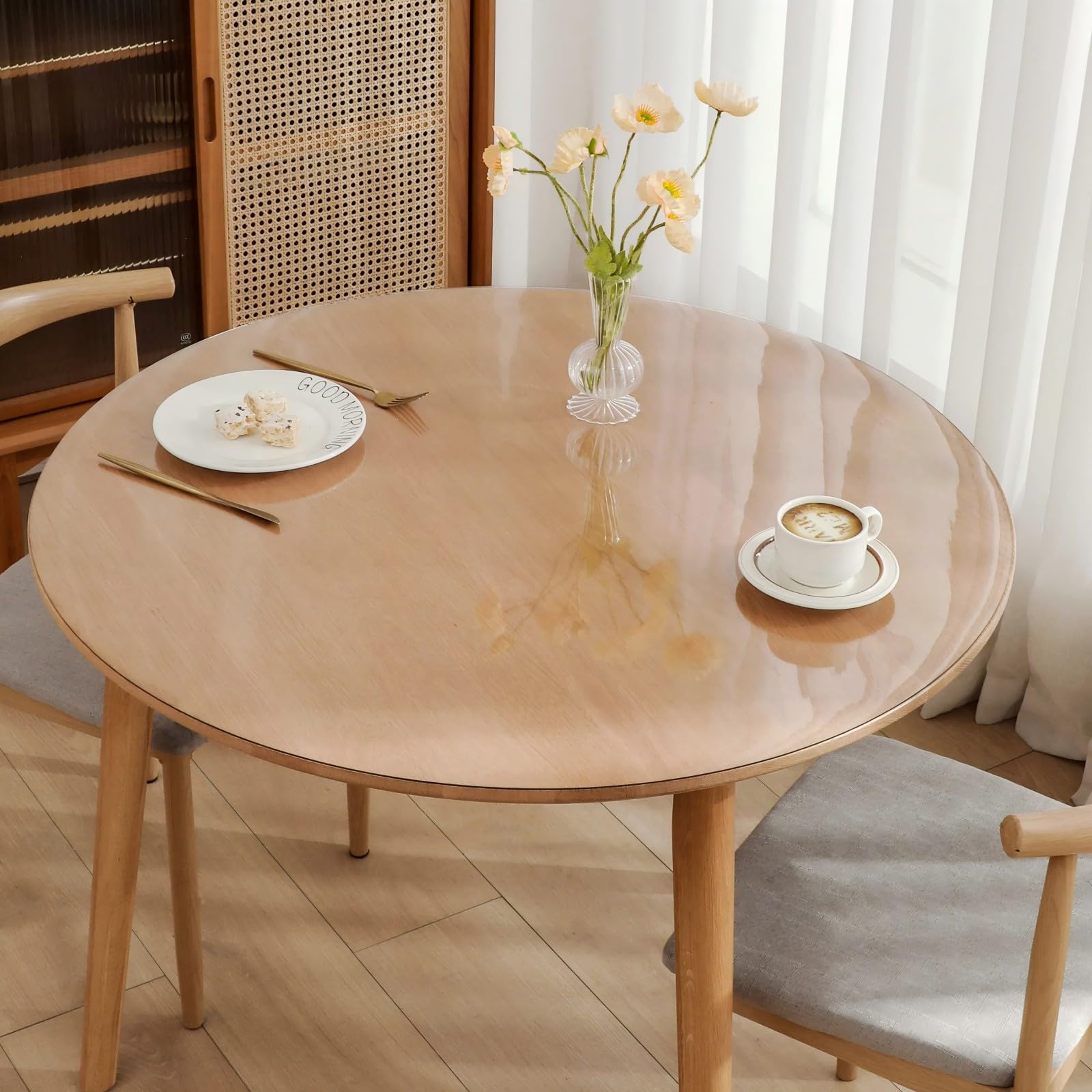 42 Inch Round Clear Plastic Dining Table Protector - 2mm Thick Waterproof PVC Tablecloth, Vinyl Circle Table Top Cover for Coffee Table, Kitchen & Dining Room - Scratch Resistant & Easy to Clean for Daily Use