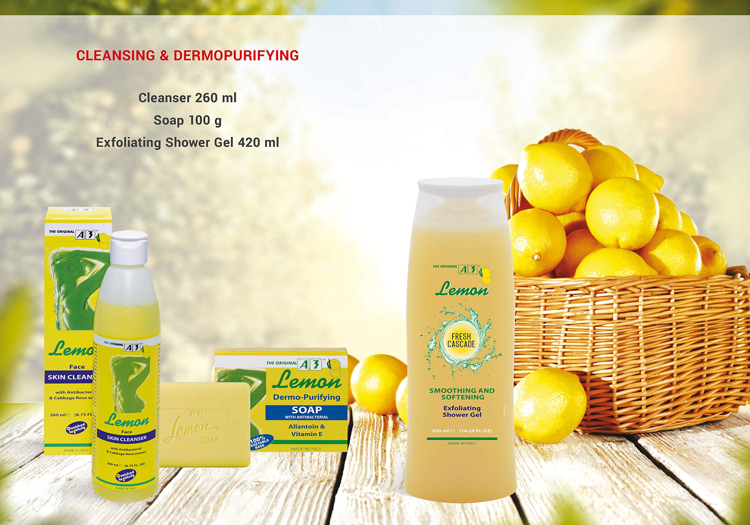 A3 Lemon Dermo-Purifying Soap - 100g | Natural Acne Treatment & Skin Cleanser for Oily & Sensitive Skin | Perfect for Daily Face & Body Wash