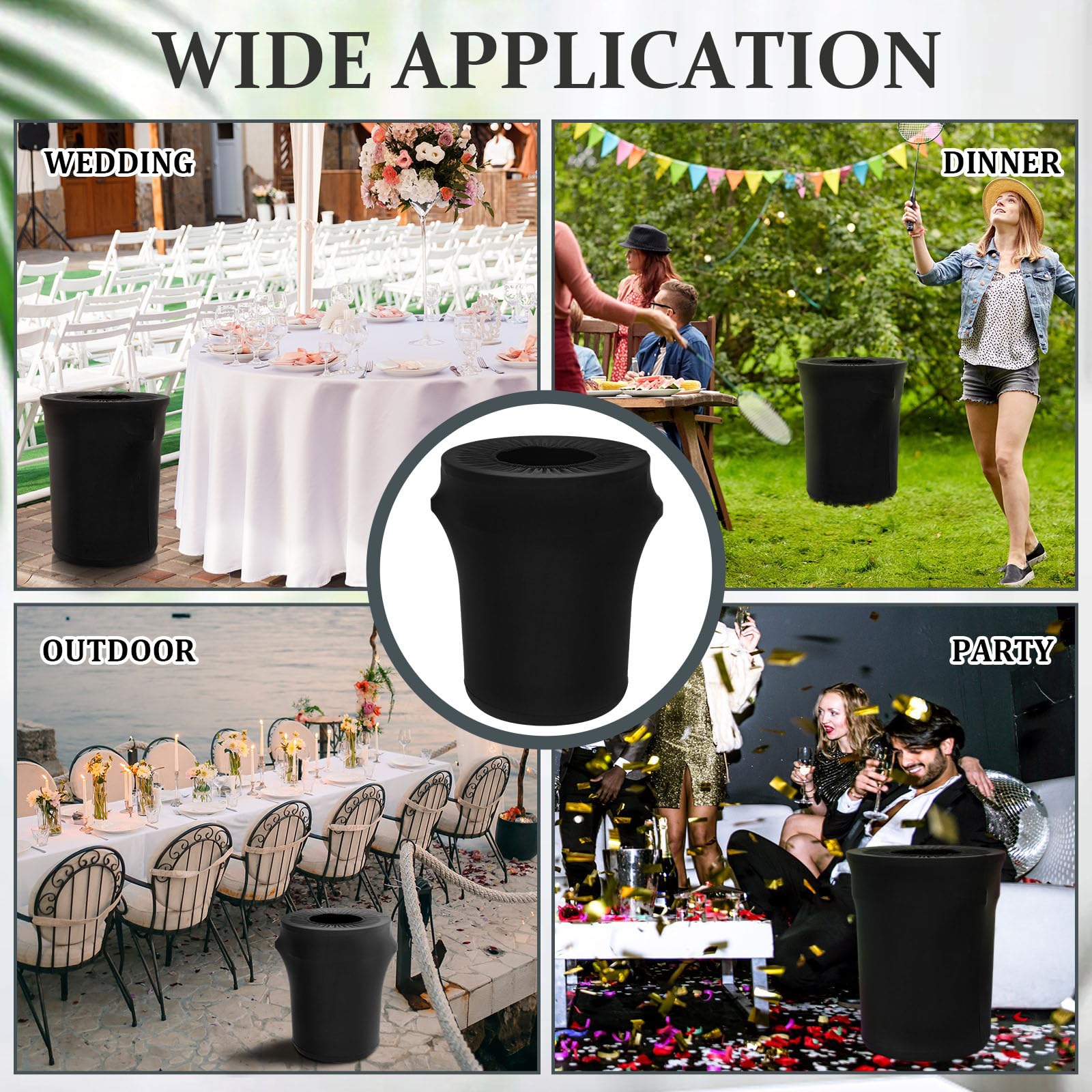 Tanlade 32 Gallon Stretch Trash Can Cover - Elastic Spandex Garbage Bin Liner for Indoor/Outdoor Use - Fits Round Waste Containers (Black, 2 Pack) - Perfect for Kitchen, Patio, and Garage Organization
