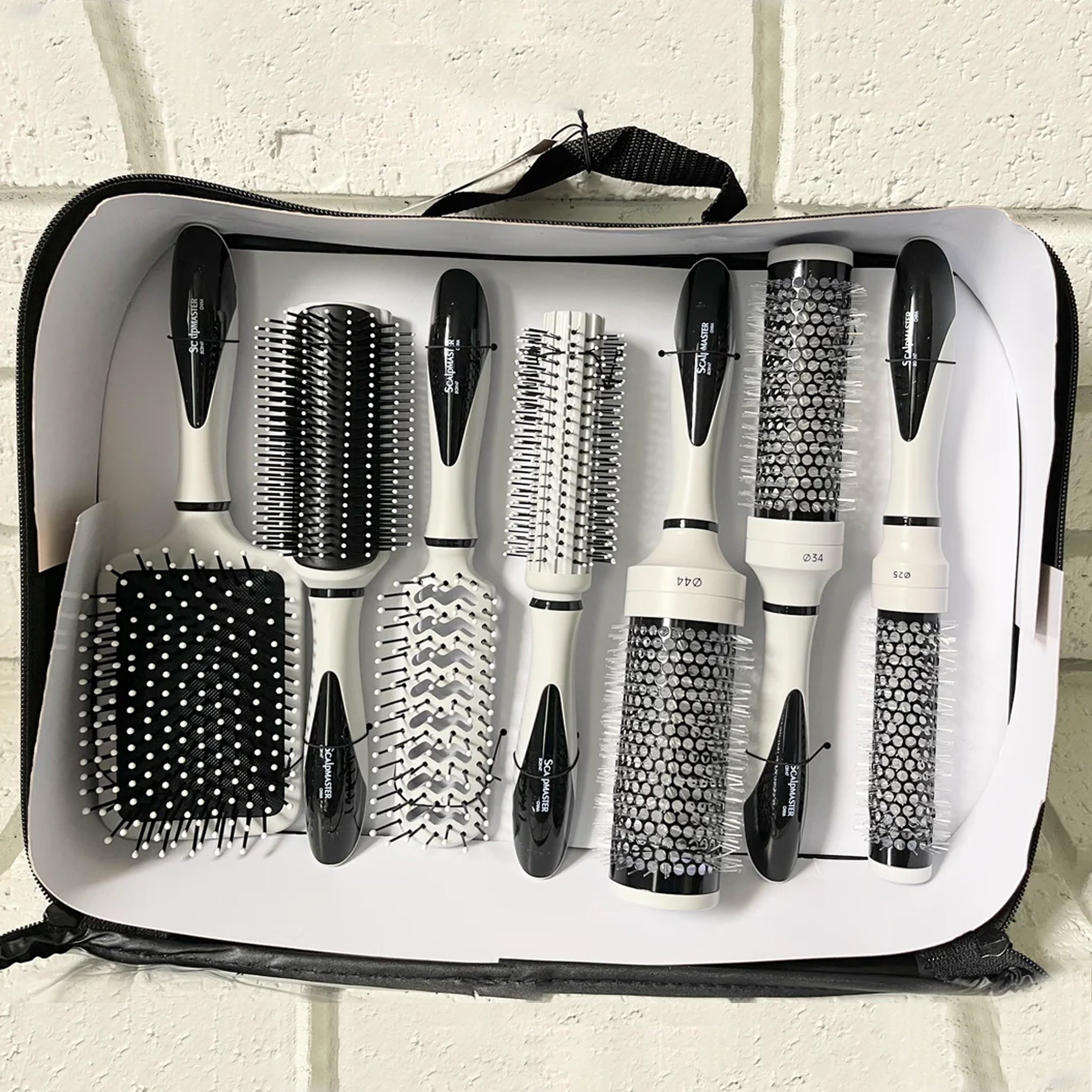 Scalpmaster 7-Piece Ceramic Thermal Rounded Paddle Brush Set for Curly Hair - Professional Styling Tools for Salon & Home Use