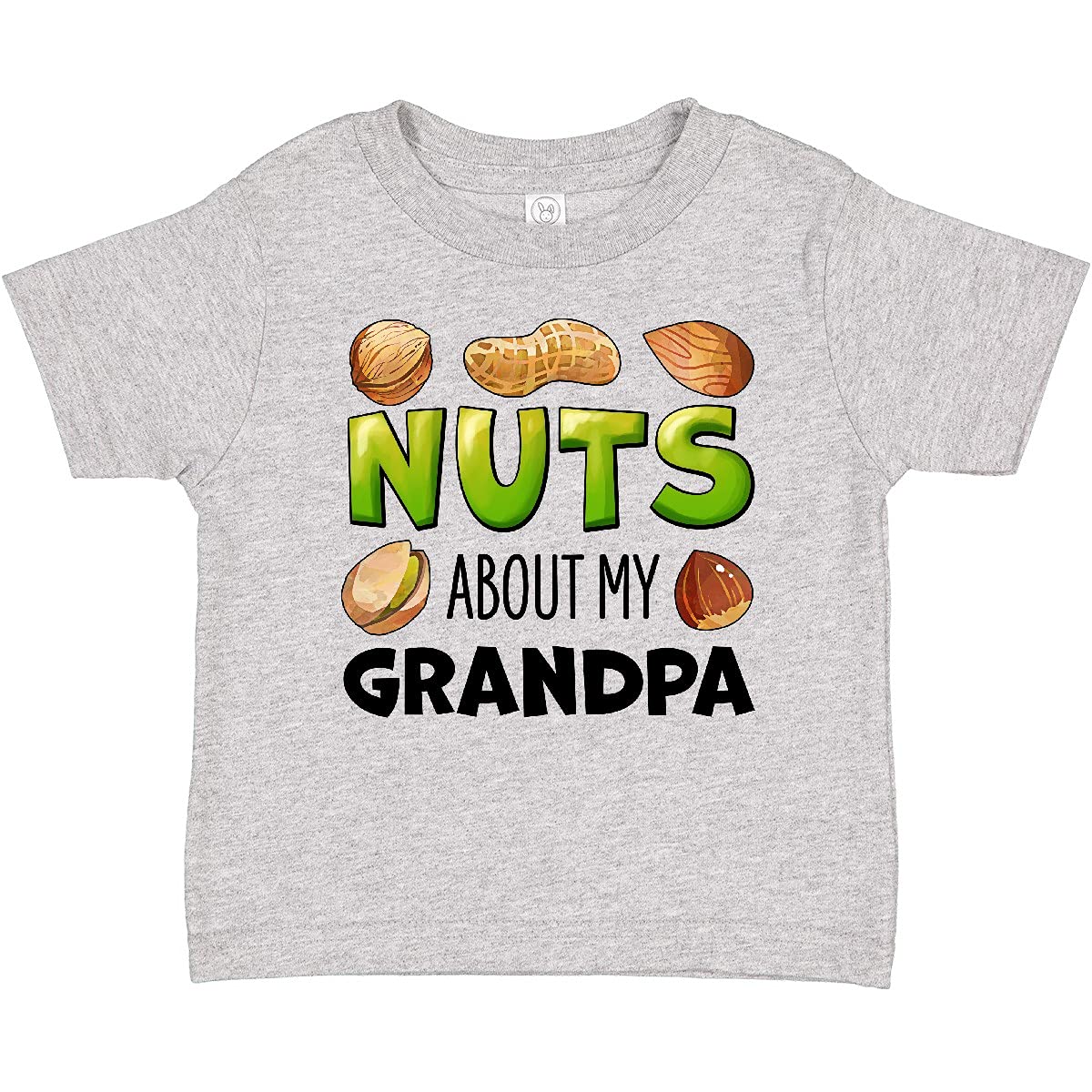 Inktastic Nuts About My Grandpa Peanut Almond Pistachio Baby T-Shirt | Cute Funny Grandfather Gift for Toddlers | Perfect for Family Reunions & Father's Day