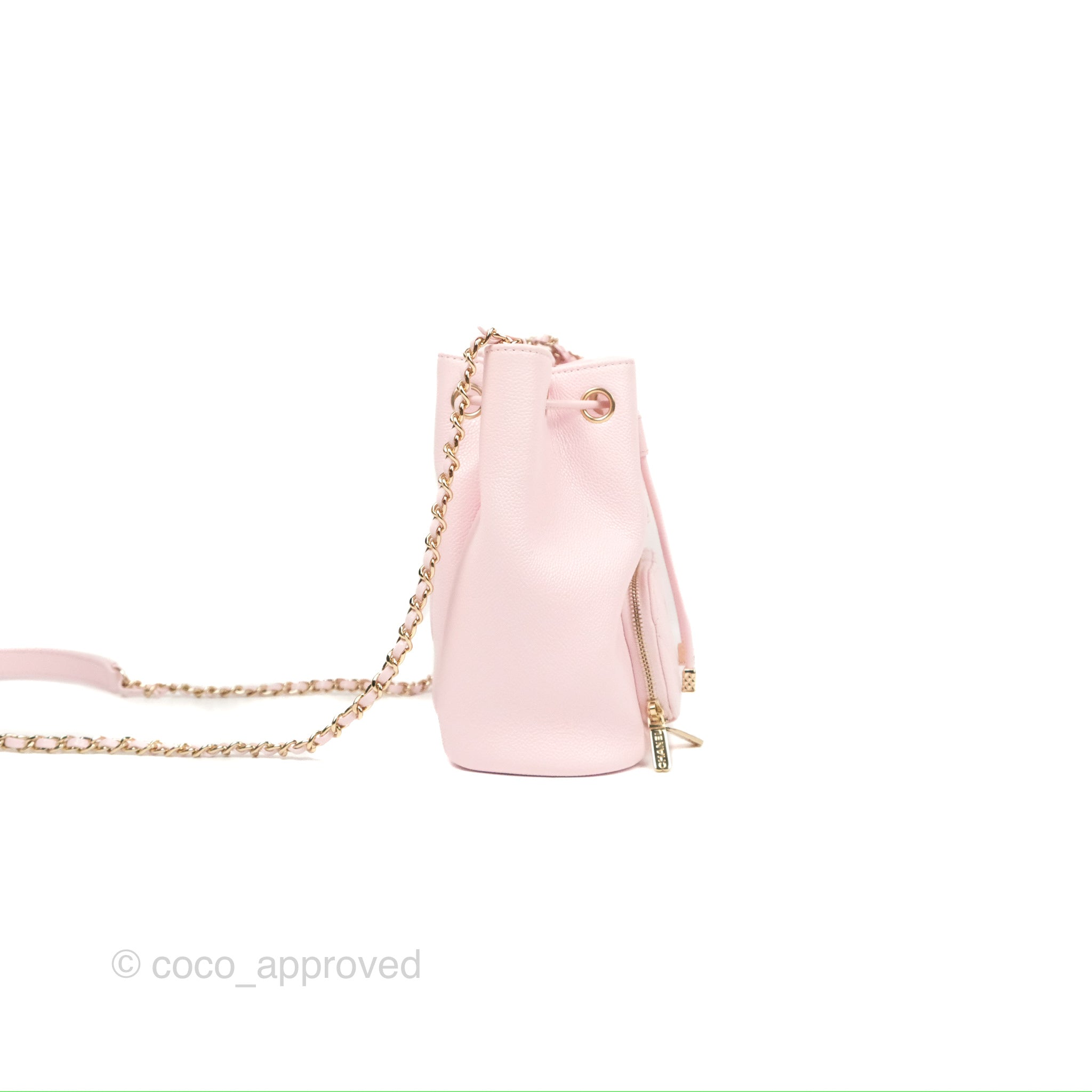 Chanel Business Affinity Drawstring Bucket Bag in Light Pink Caviar Leather with Gold Hardware - Perfect for Work, Travel & Everyday Luxury
