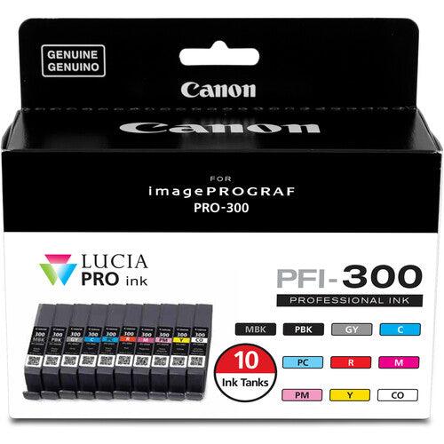 Canon LUCIA PRO PFI 300 10-Color Ink Tank Value Pack - High-Quality Printer Ink for Professional Photo Printing, Artwork & Business Documents