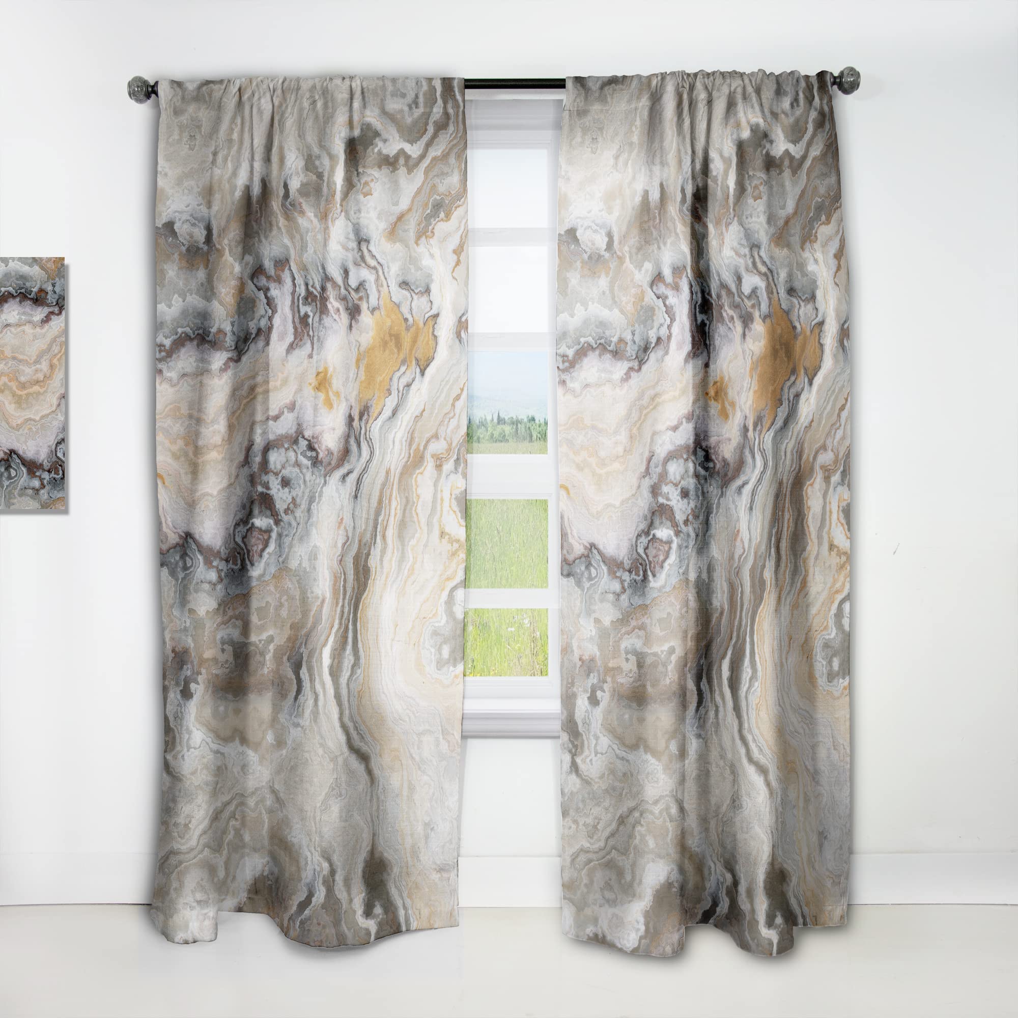 DesignQ Blackout Thermal Insulated Curtains - 'Onyx Detail' Single Panel 52x84 Inches for Bedroom & Living Room - Noise Reducing & Energy Saving Window Drapes for Home Decor