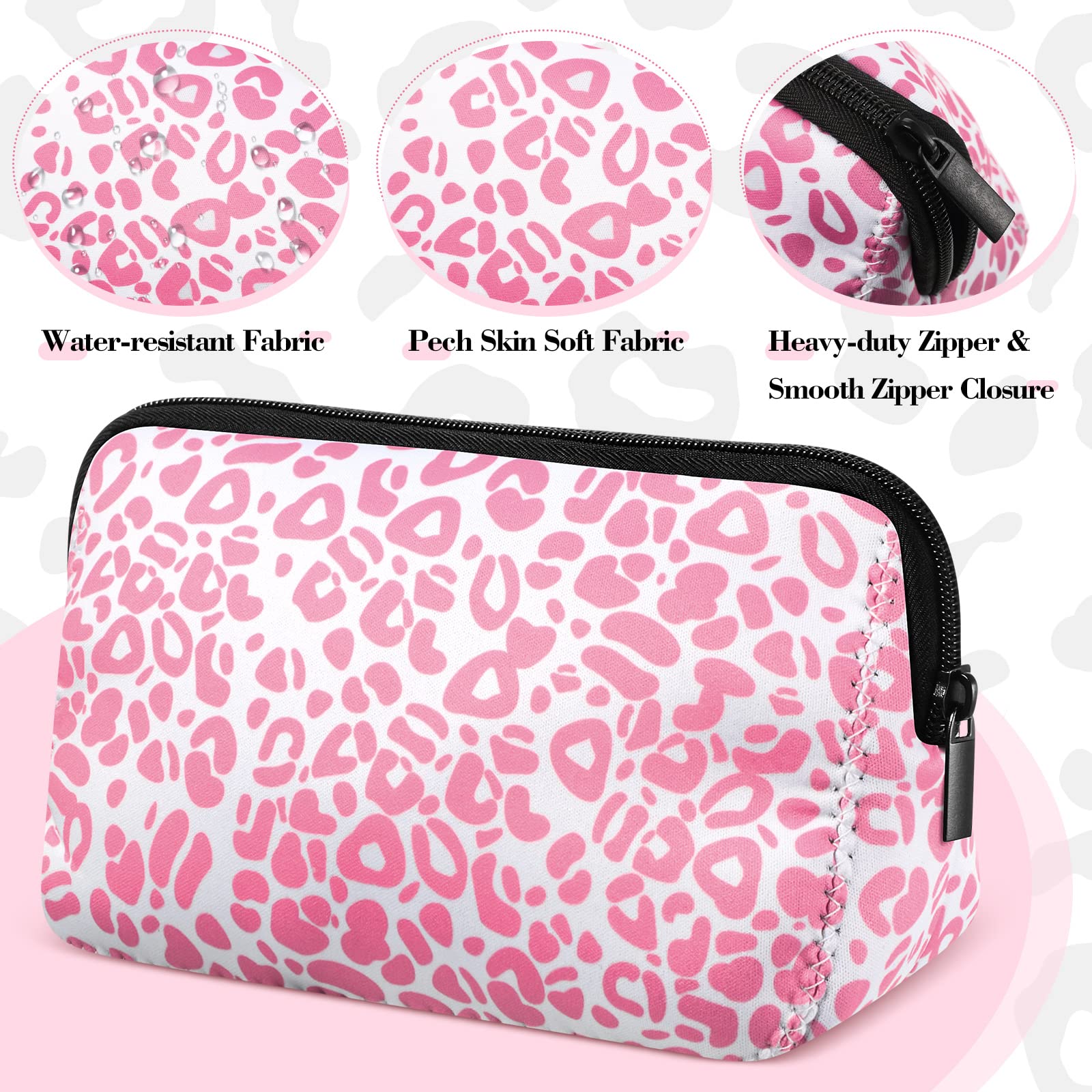 Sawysine 4-Piece Leopard Print Makeup Bag Set - Large Cheetah Cosmetic Organizer with Zipper, Travel Toiletry Pouch for Women & Girls | Perfect for Travel, Gym, and Daily Beauty Storage