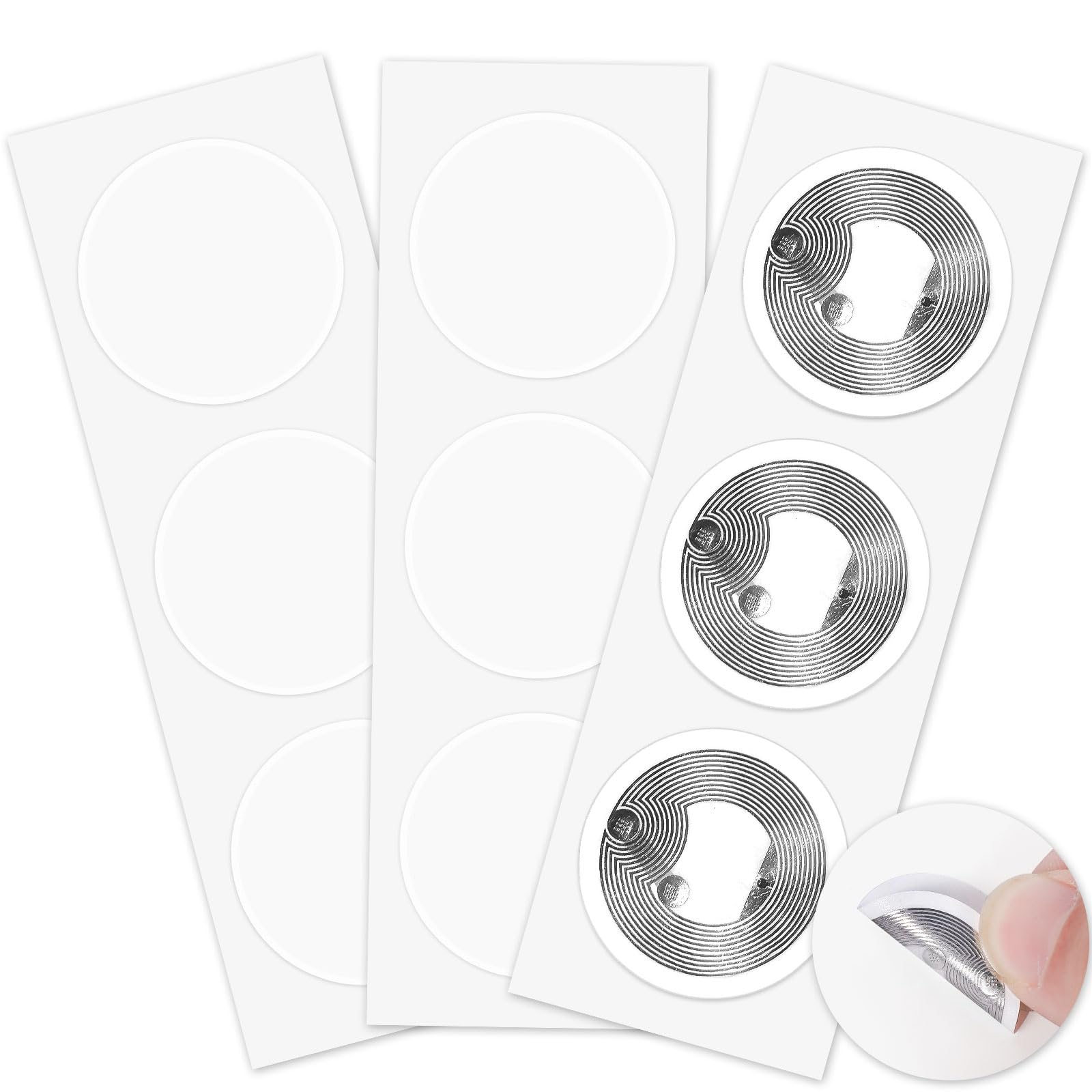 60Pcs NFC Tags Adhesive Stickers - Rewritable NTAG215 NFC Chips (504 Bytes) - Compatible with TagMo, Amiibo & Smartphones - Perfect for Gaming, Inventory Tracking & Smart Home Automation