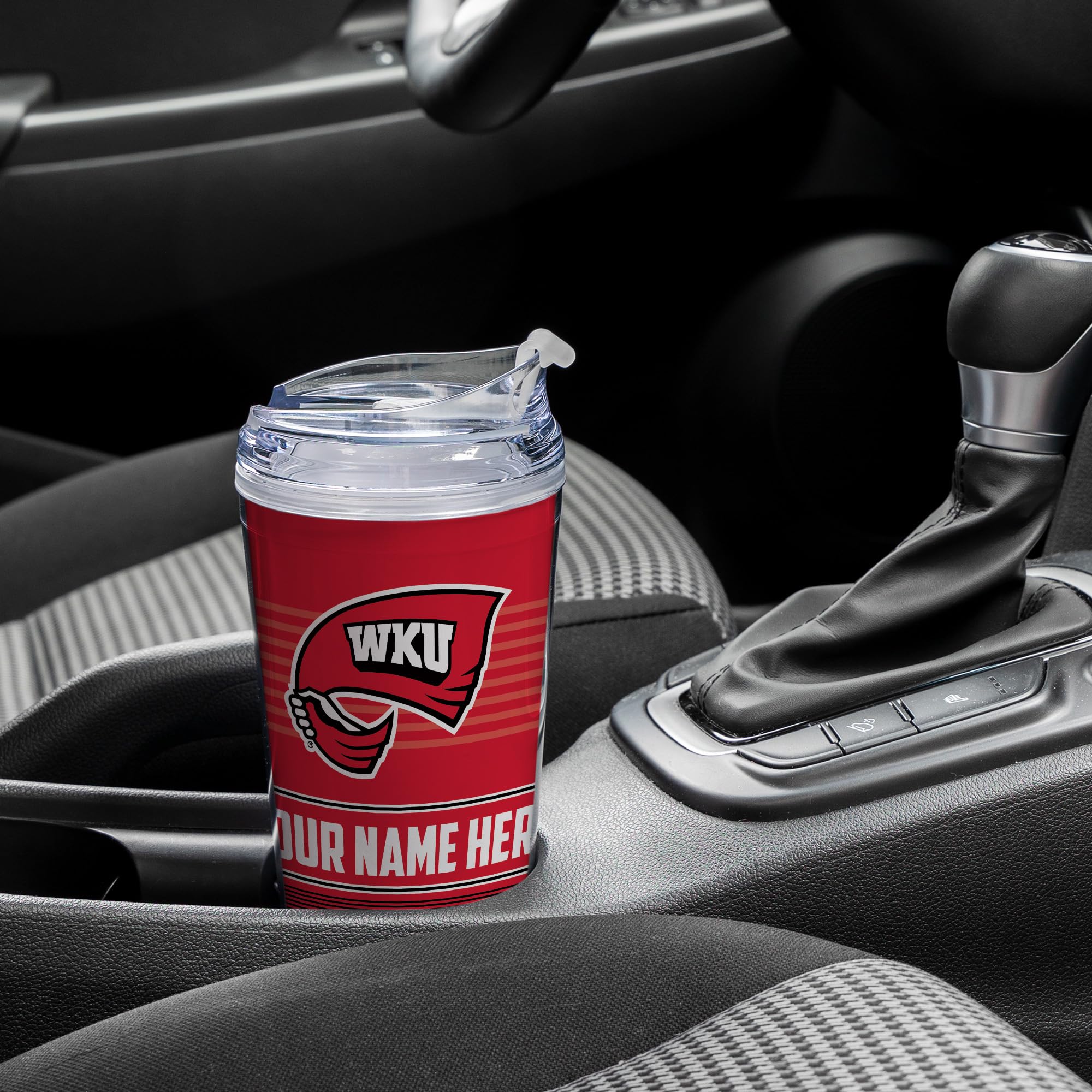 Personalized NCAA Western Kentucky Hilltoppers 24oz Insulated Tumbler with Hinged Lid - Team Color Travel Mug for Hot & Cold Drinks - Perfect for Game Day, Office, Gym & Outdoor Activities
