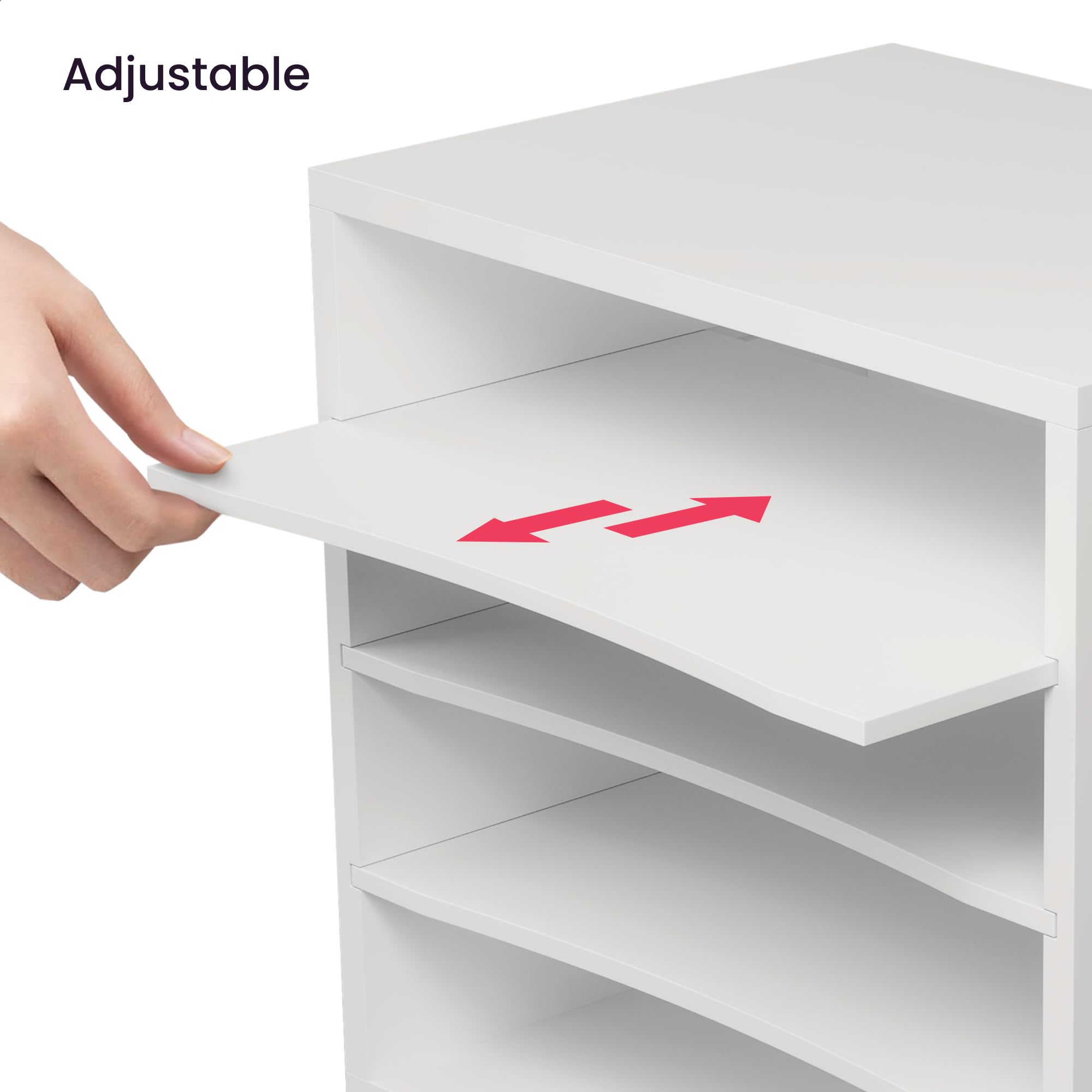 Ballucci 4-Tier Stackable Paper Organizer Tray - White Desk Storage Shelves for Letter, Documents & Files - Perfect for Office, Classroom & Home Workspace Organization