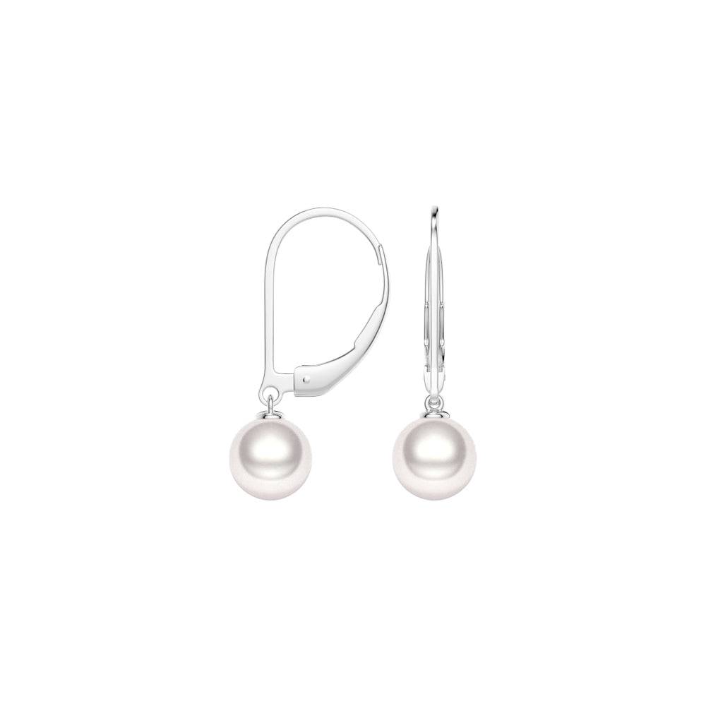 8mm Freshwater Cultured Pearl Leverback Earrings for Women - Elegant Dangle Earrings for Wedding, Party & Special Occasions