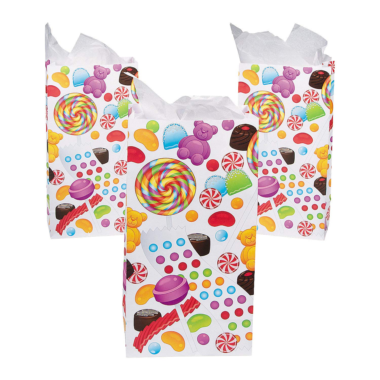 Sweet Treats Party Favor Bags - 12 Pack Paper Goodie Bags for Birthday Celebrations, Baby Showers & Classroom Rewards | Fun Express Party Supplies