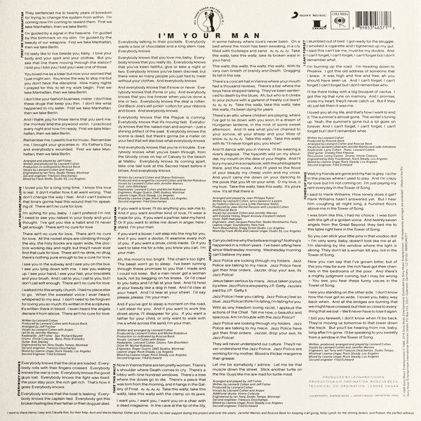 Leonard Cohen - I'm Your Man LP Album (Reissue, Remastered, 180g Vinyl, Mint Condition) - Perfect for Vinyl Collectors & Music Lovers