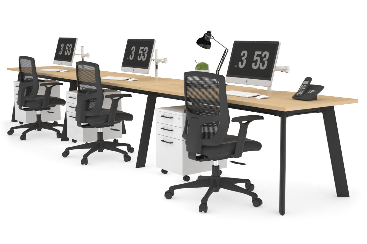 Switch 3-Person Office Workstation Desk - 1800L x 800W with Cable Management | Ideal for Collaborative Workspaces & Open Office Environments