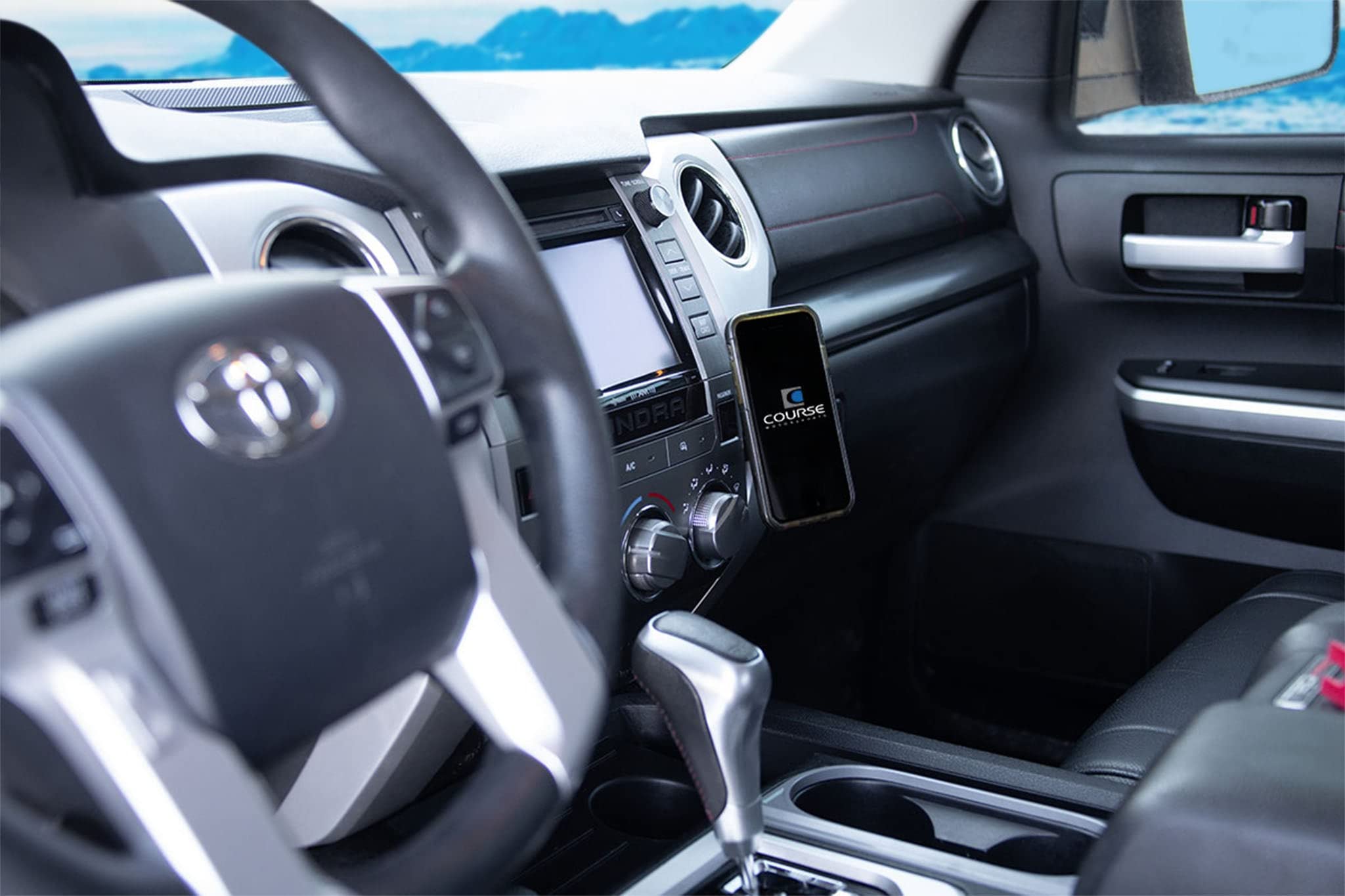 Course Motorsports Direct Fit Phone Mount for Toyota Tundra (2014-2021) - Auto Closing Charging Cradle Head - Left/Right Hand Compatible - Perfect for Off-Roading & Daily Commuting