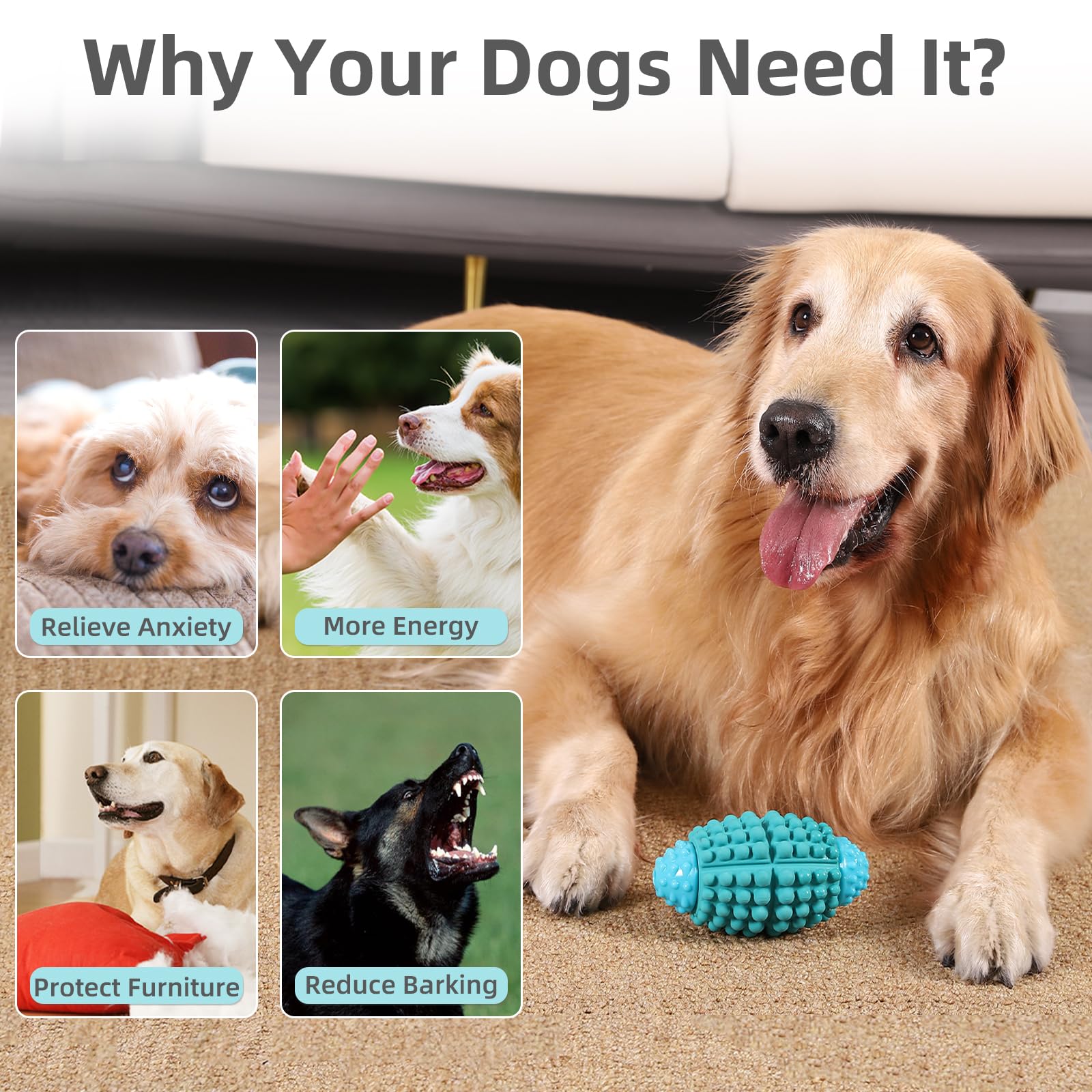 WinTour Durable Dog Chew Toys for Aggressive Chewers - Indestructible Large Breed Dog Toys, Tough Chew Balls & Squeaky Toys for Powerful Jaws - Perfect for Playtime, Training & Anxiety Relief for Big Dogs