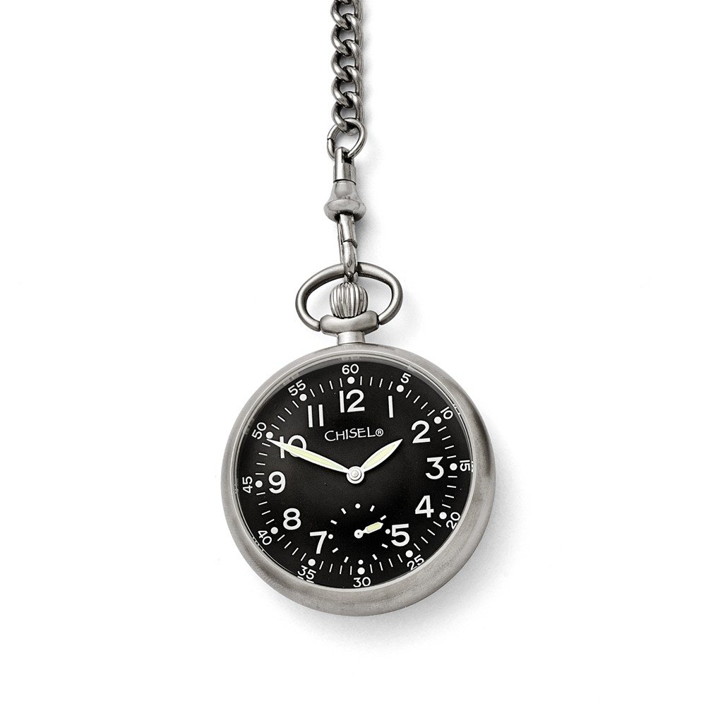 Vintage Stainless Steel Black Dial Pocket Watch - Classic Antique Style for Men & Women - Perfect for Weddings, Gifts, and Collectors